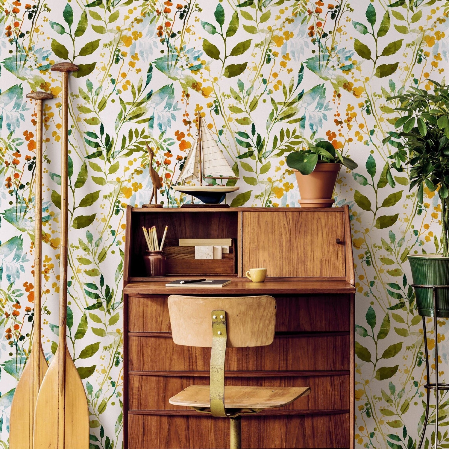 Botanical Bliss Watercolor Wallpaper - A198 - WallTrend