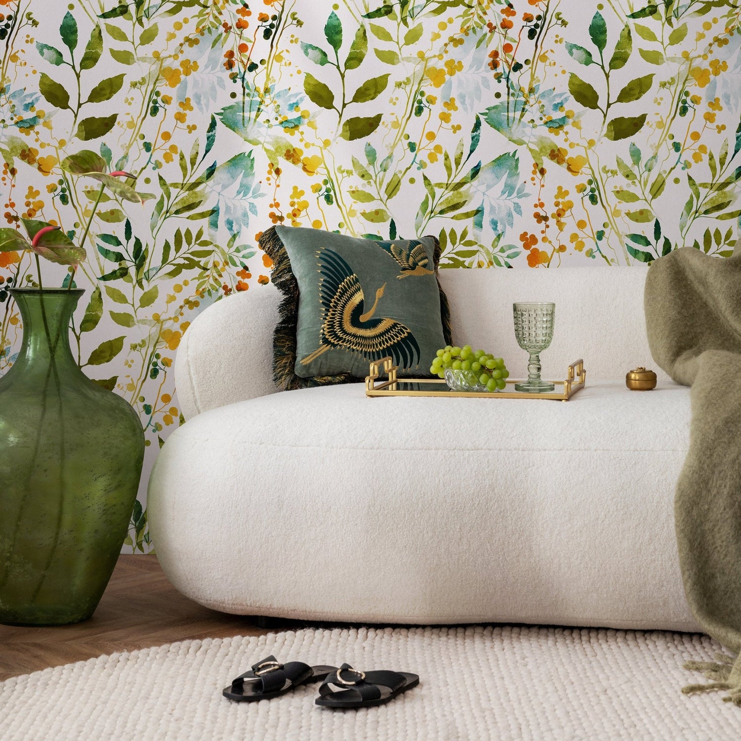 Botanical Bliss Watercolor Wallpaper - A198 - WallTrend
