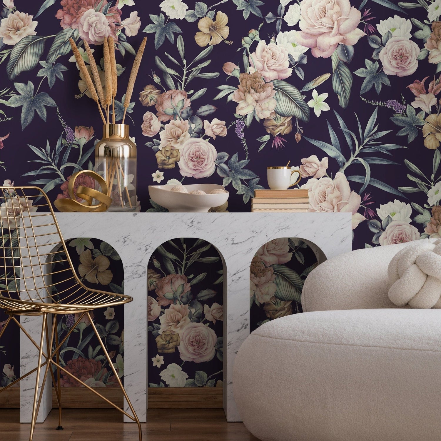 Elegant Floral Bouquet Wallpaper - A237 - WallTrend
