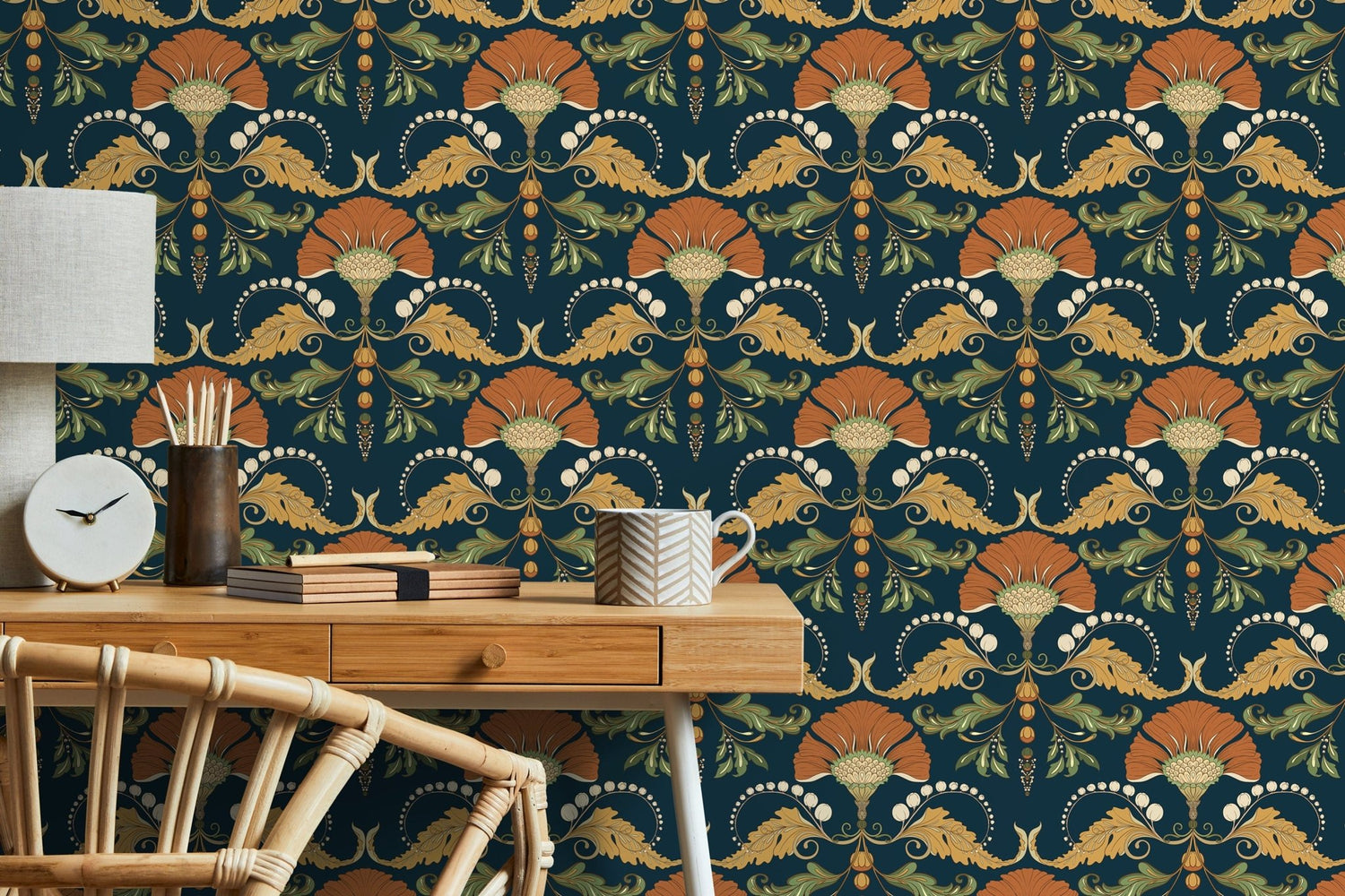 Elegant Floral Damask Wallpaper - D239 - WallTrend