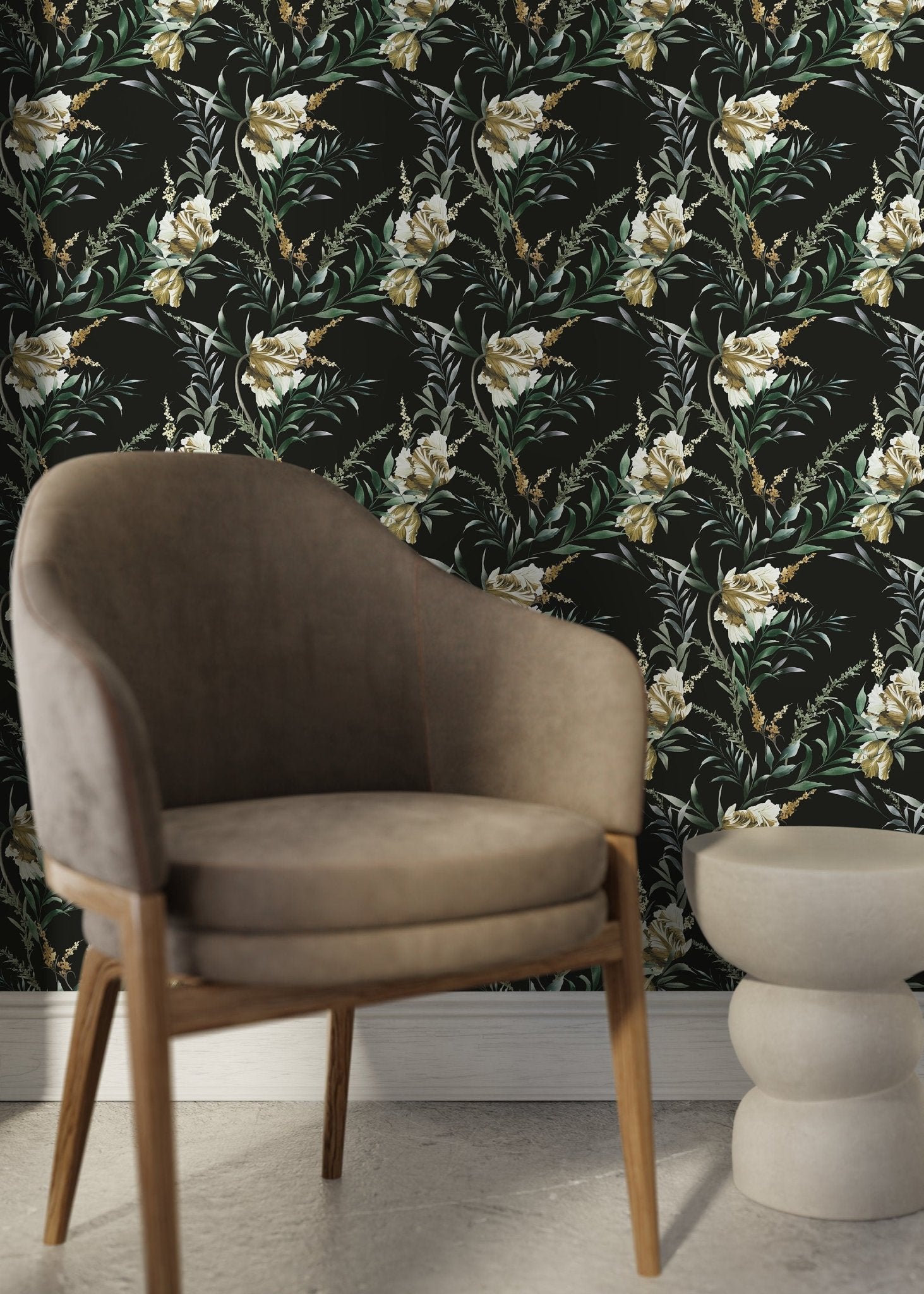 Elegant Floral Nocturne Wallpaper - D547 - WallTrend