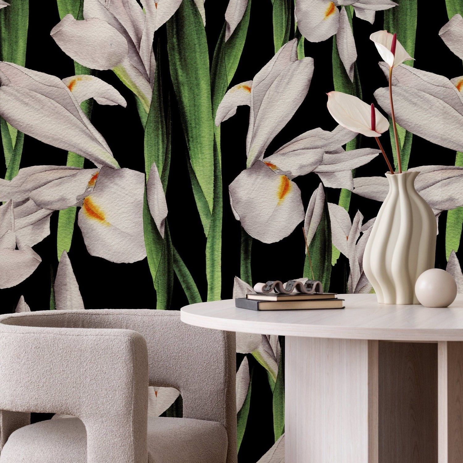 Elegant Iris Blooms Wallpaper - A844 - WallTrend