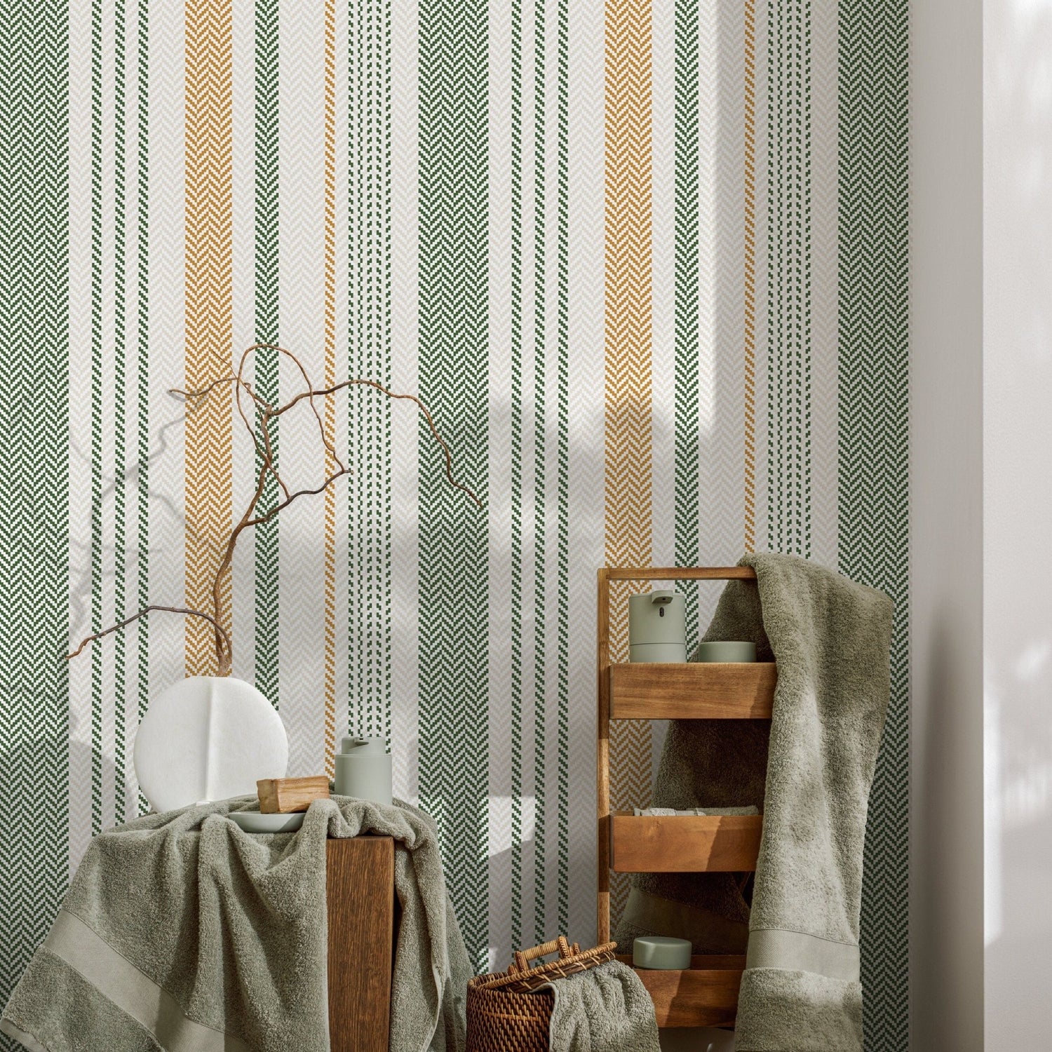 Farmhouse Striped Wallpaper Chevron Wallpaper Peel and Stick and Traditional Wallpaper - D804 - WallTrend