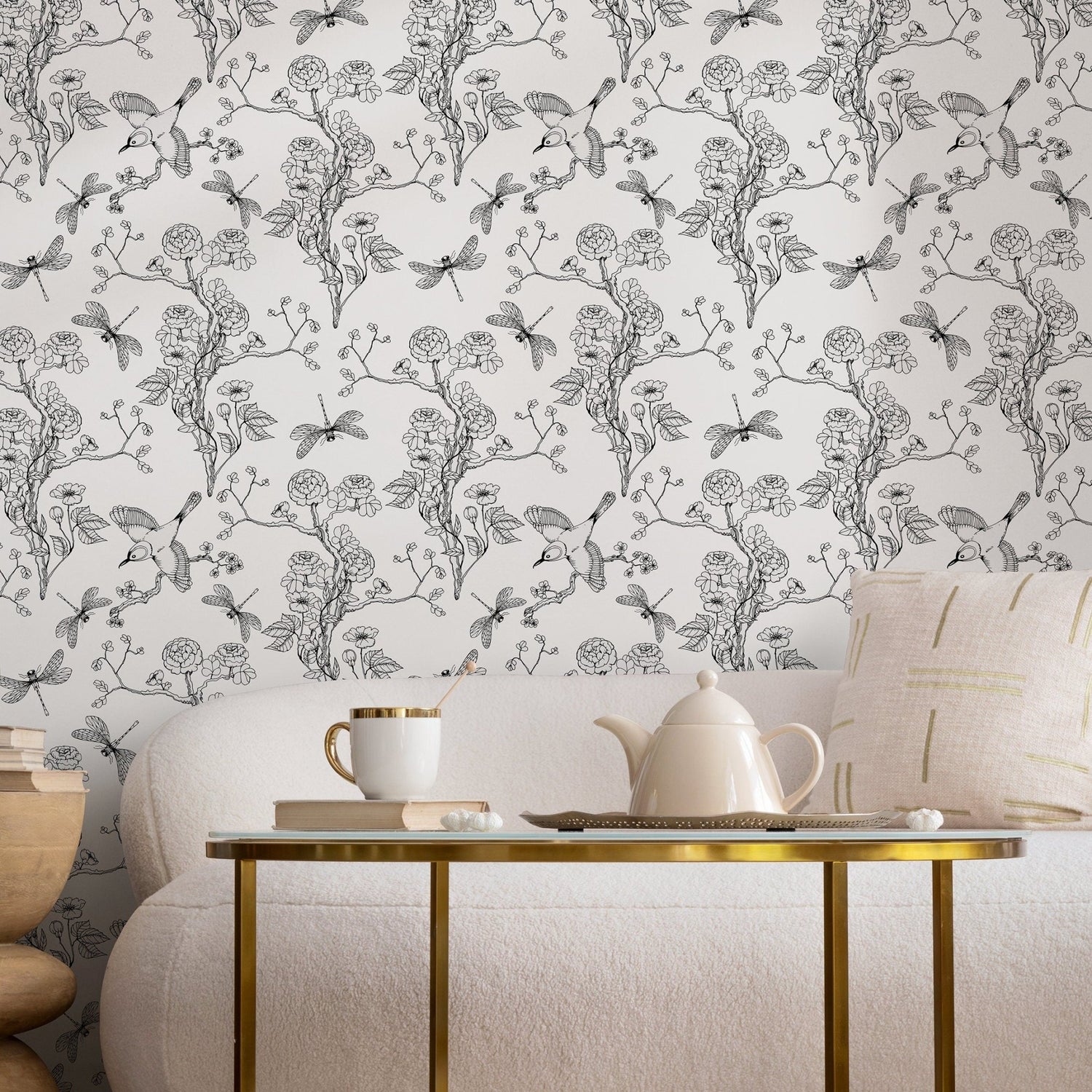 Floral and Fauna Illustration Wallpaper - A252 - WallTrend