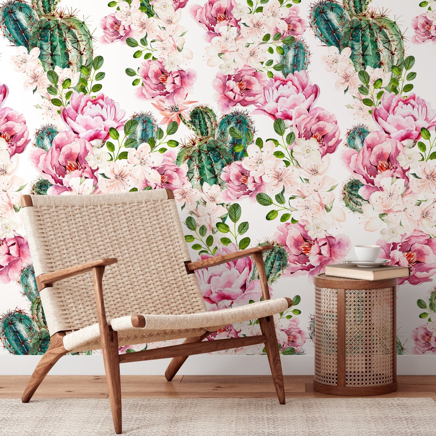Floral Cactus Delight Wallpaper - B020 - WallTrend