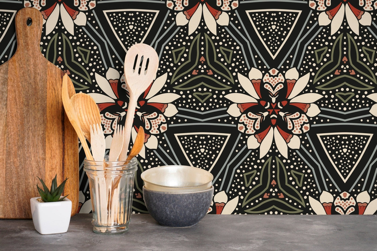 Floral Geometric Harmony Wallpaper - X025 - WallTrend
