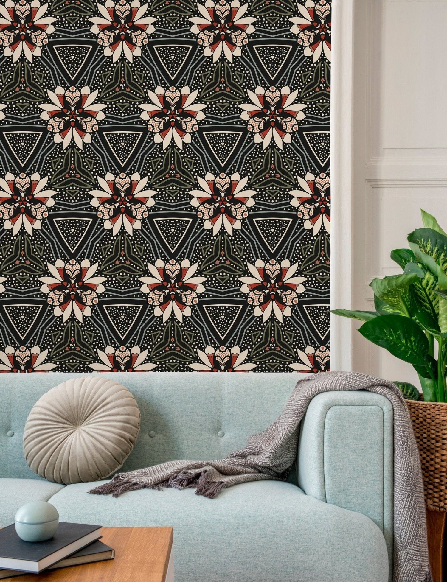 Floral Geometric Harmony Wallpaper - X025 - WallTrend