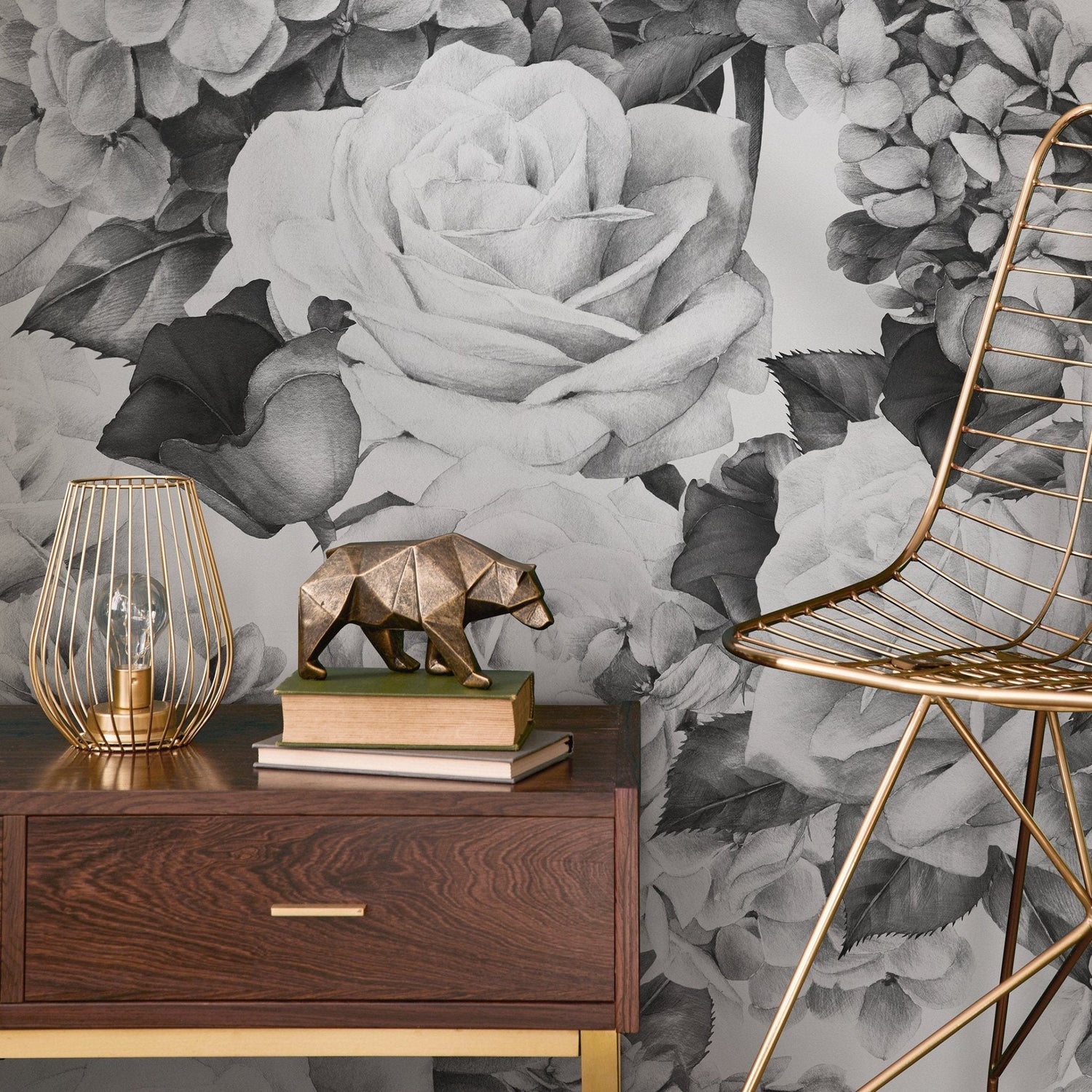 Floral Monochrome Elegance Wallpaper - A240 - WallTrend