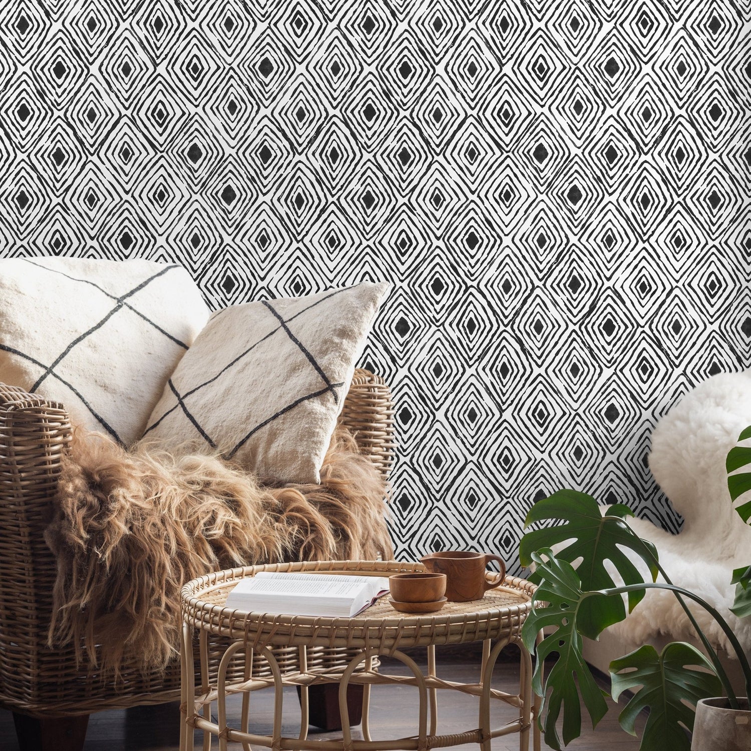 Geometric Diamond Array Wallpaper - B985 - WallTrend