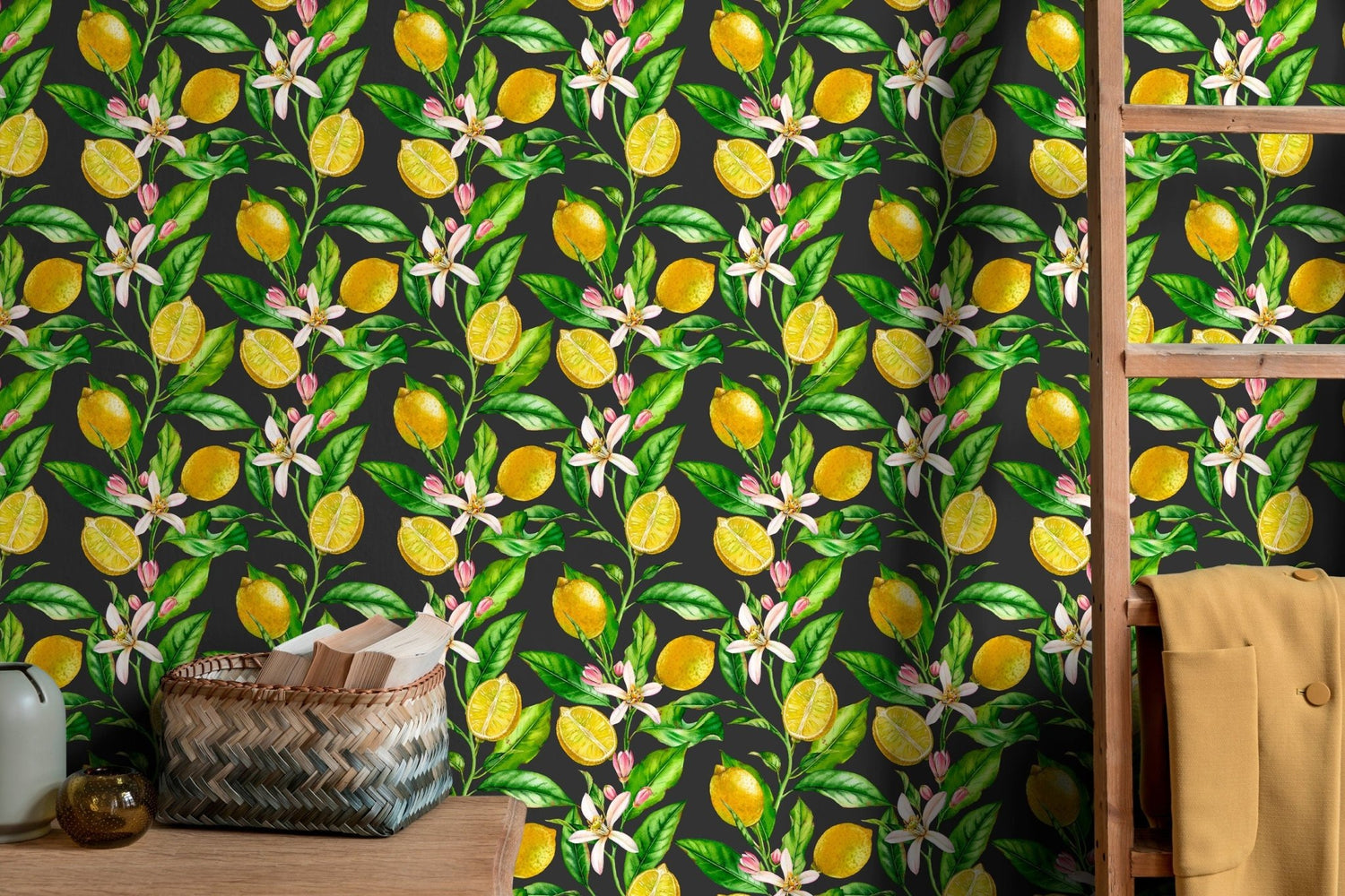 Lemon and Blossom Delight Wallpaper - B529 - WallTrend