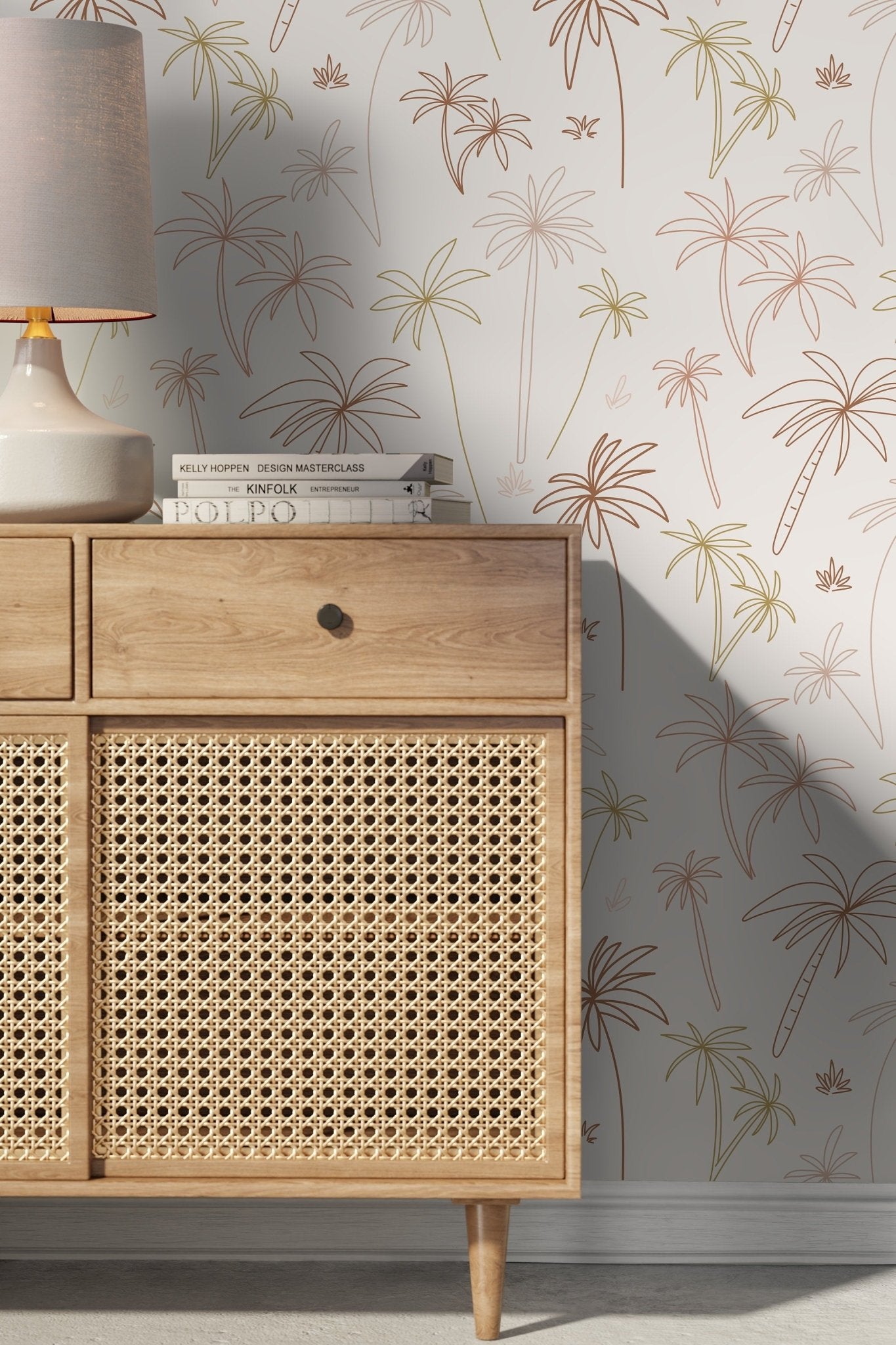Mayami Wallpaper Tropical Boho Palms in Neutral Tones Wallpaper Nature Wallpaper Peel and Stick Removable Repositionable - ZACF - WallTrend