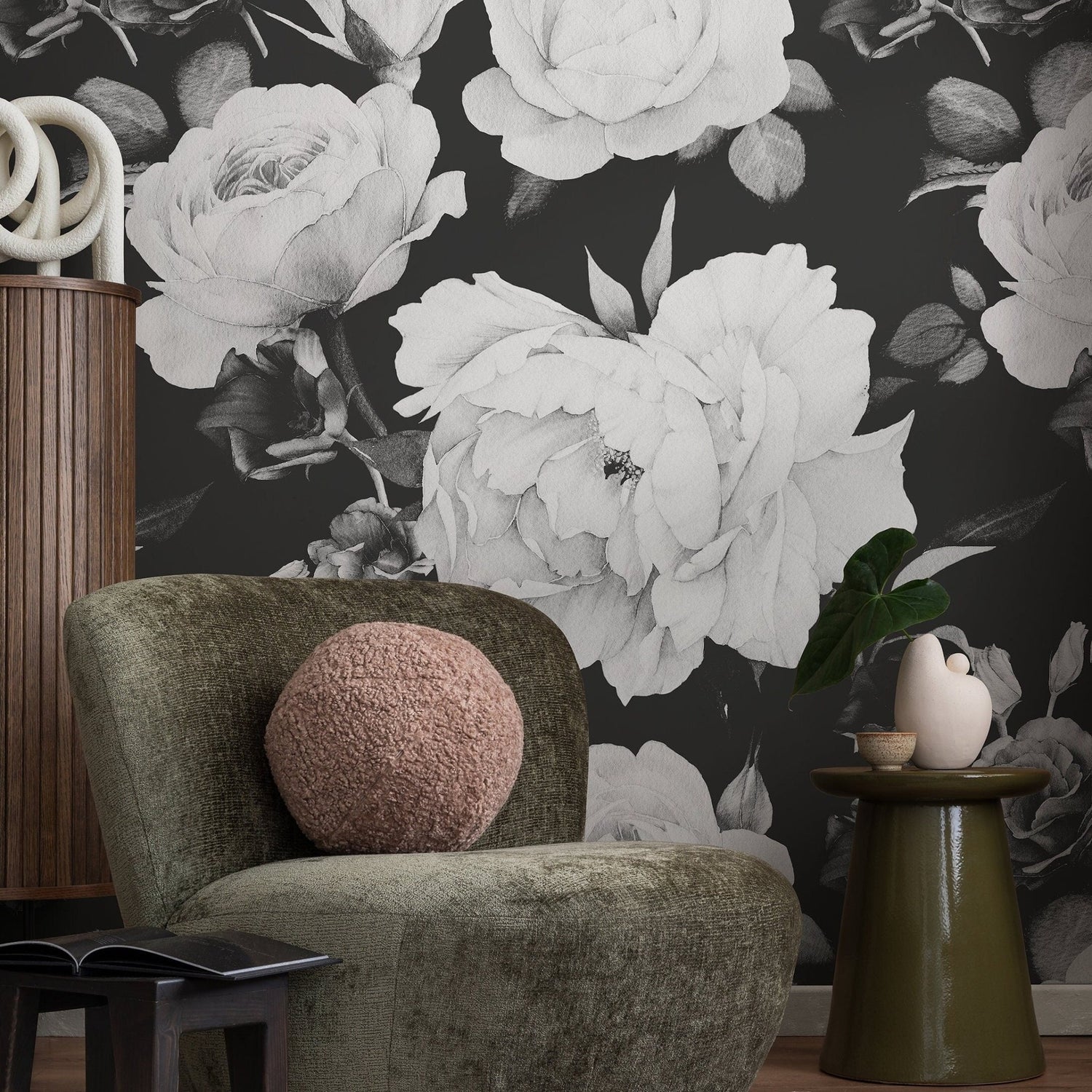 Monochrome Floral Elegance Wallpaper - A357 - WallTrend