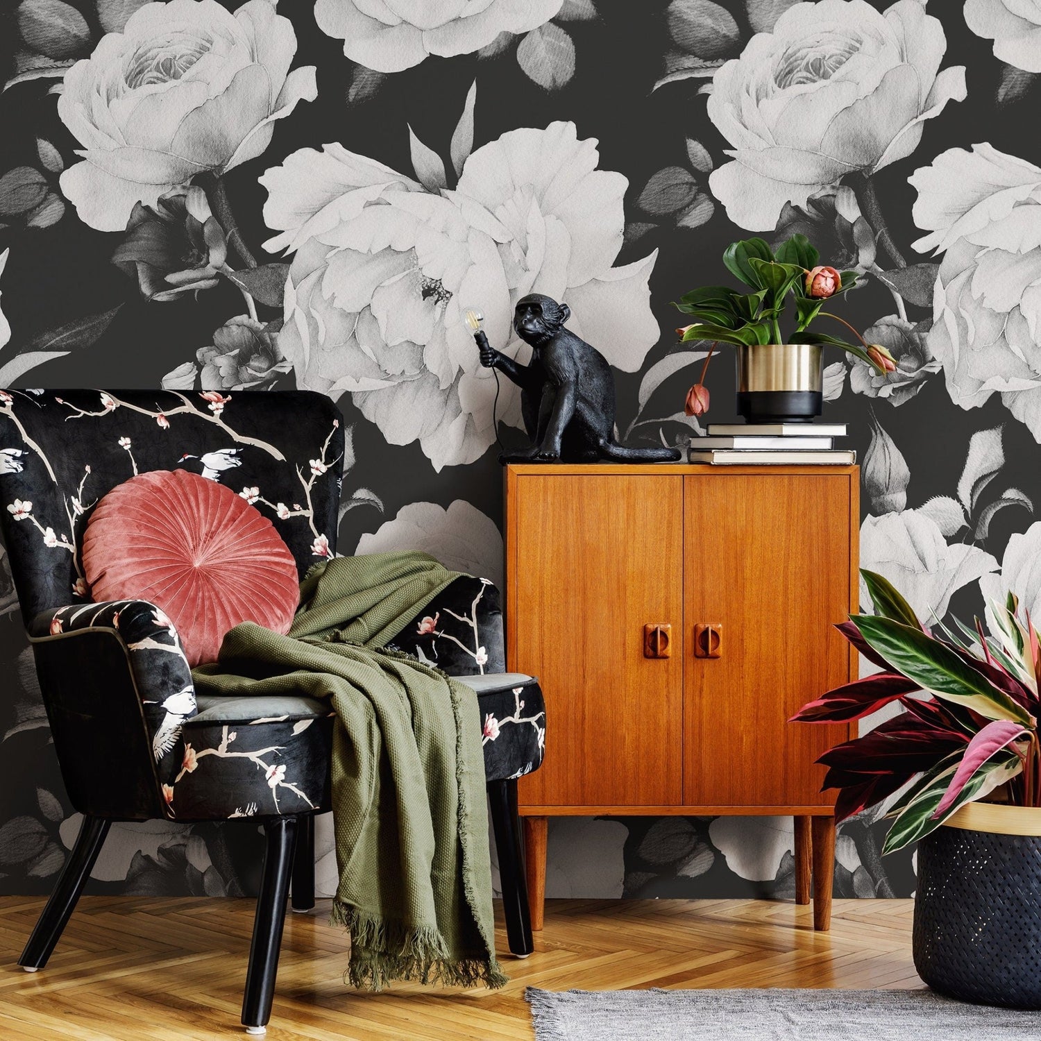 Monochrome Floral Elegance Wallpaper - A357 - WallTrend