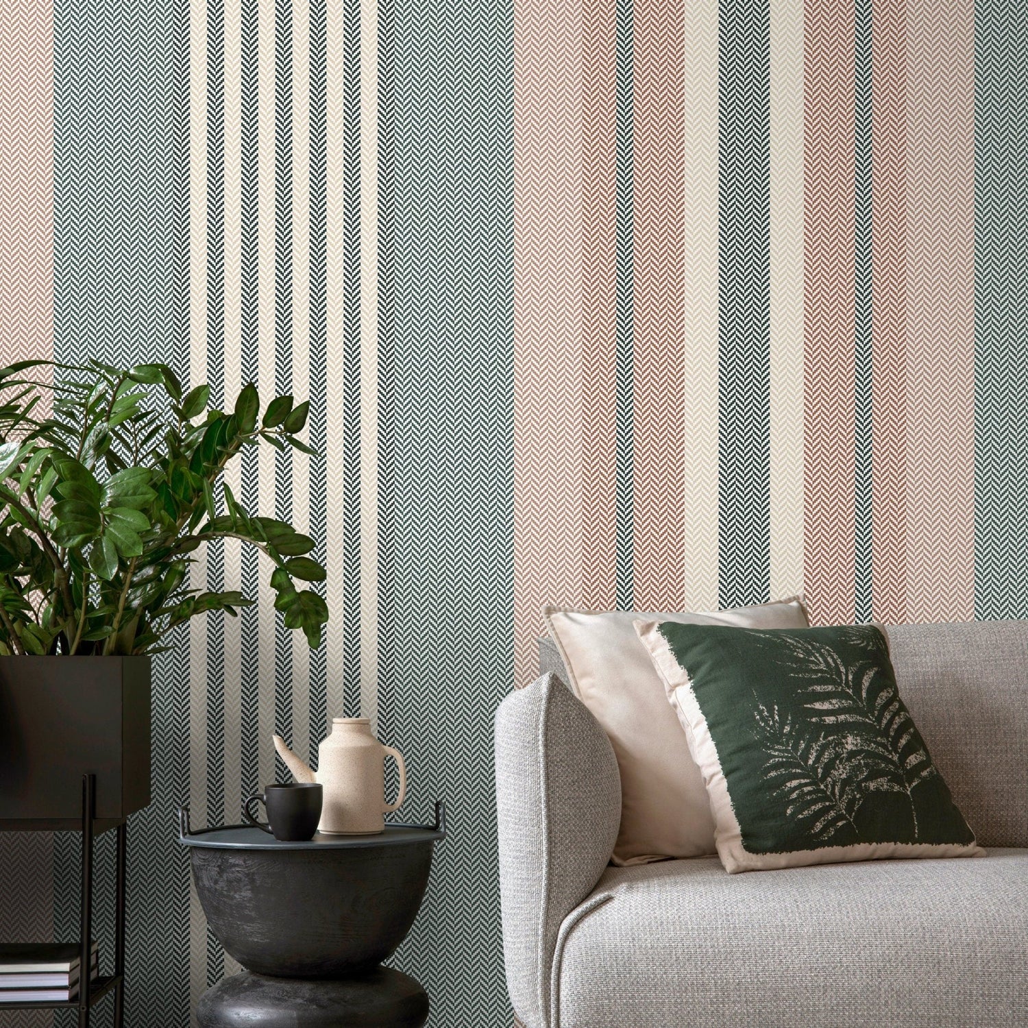 Striped Farmhouse Wallpaper Geometric Wallpaper Peel and Stick and Traditional Wallpaper - D849 - WallTrend