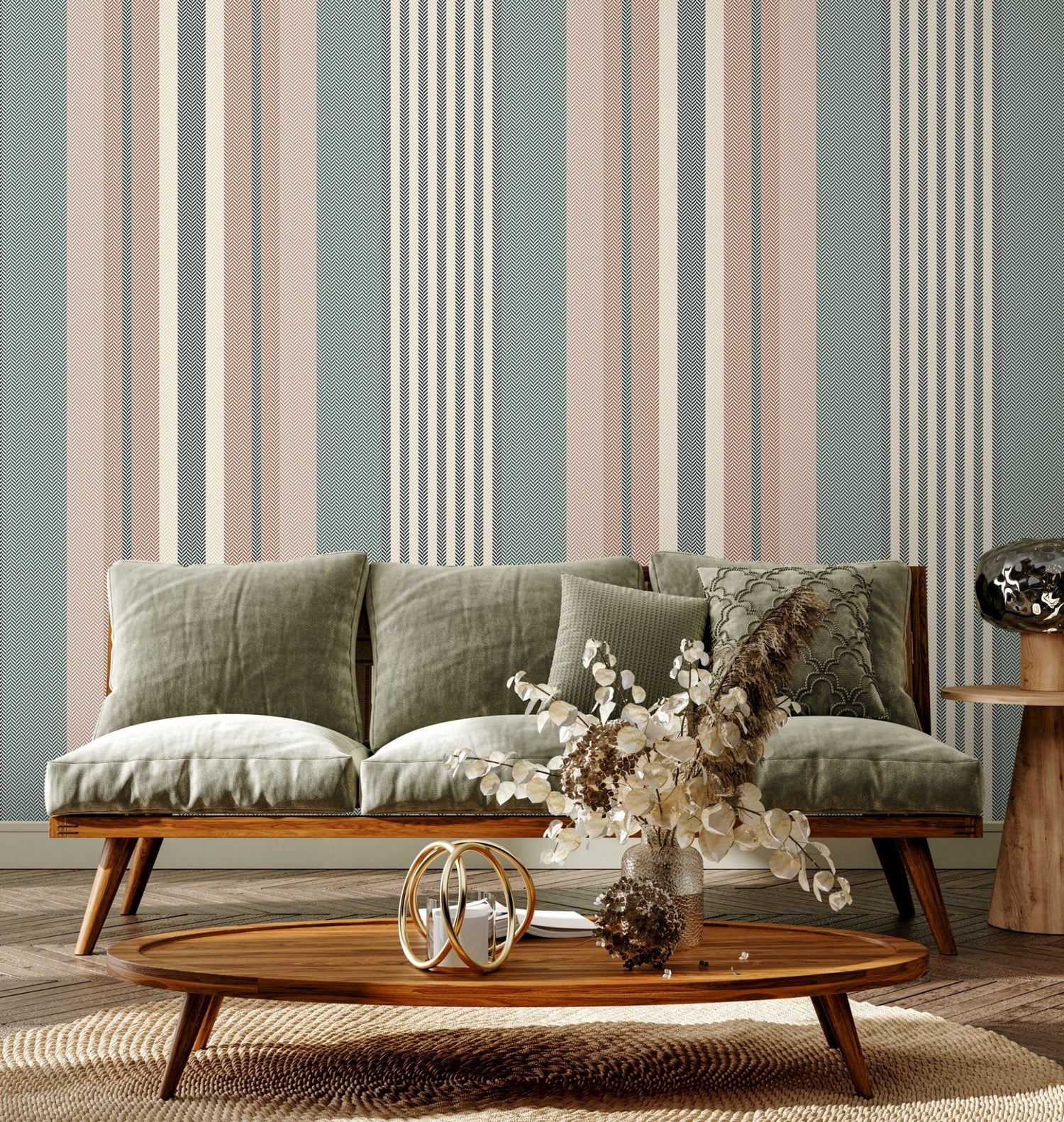 Striped Farmhouse Wallpaper Geometric Wallpaper Peel and Stick and Traditional Wallpaper - D849 - WallTrend