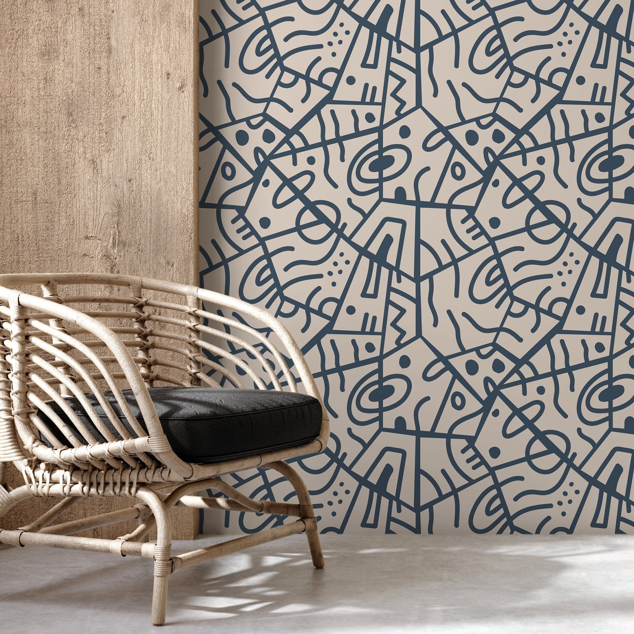Taupe Abstract Wallpaper Ethnic Wallpaper Peel and Stick Wallpaper Home Decor - D549 - WallTrend