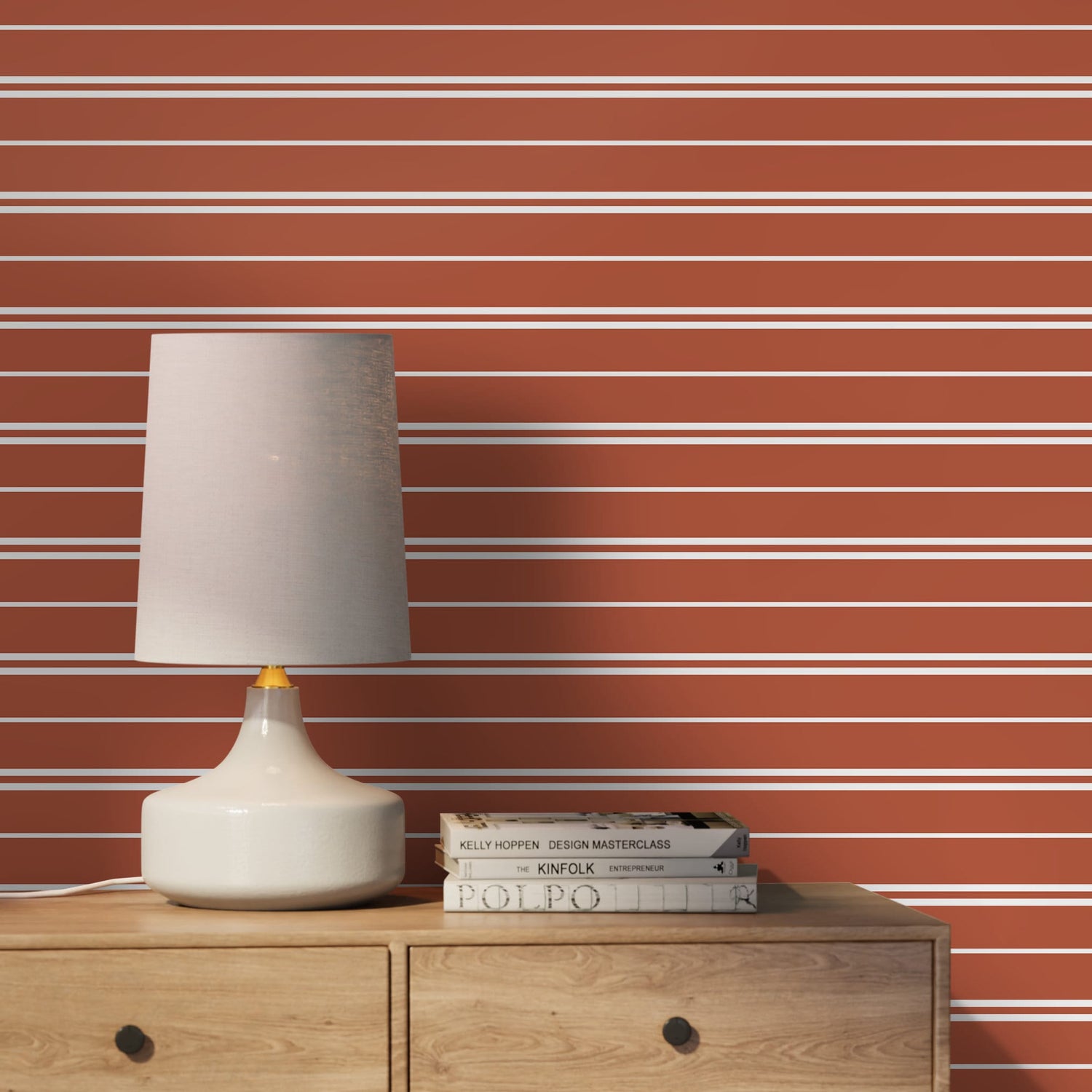 Terracotta Striped Wallpaper Modern Wallpaper Peel and Stick and Traditional Wallpaper - D761 - WallTrend