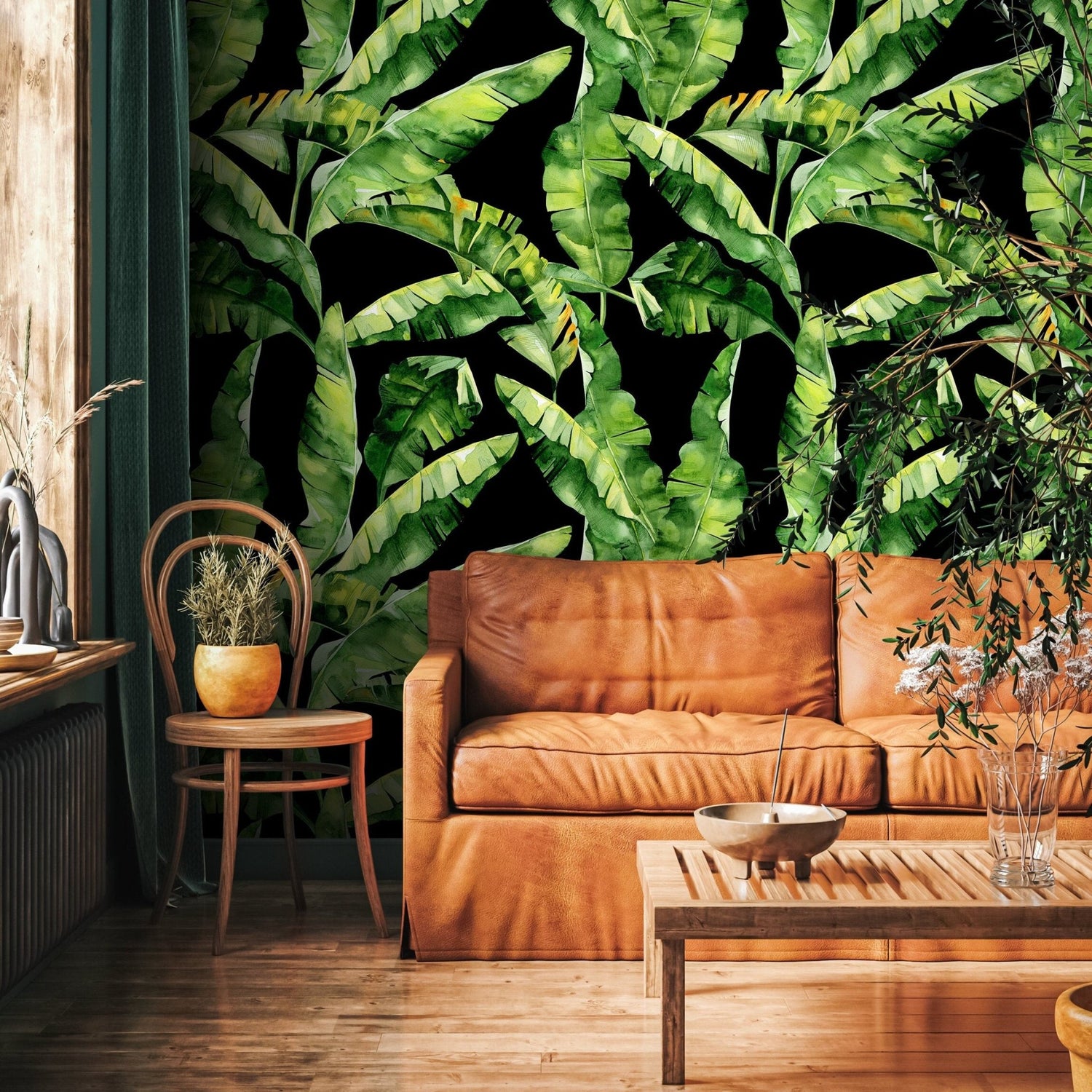 Tropical Banana Leaf Wallpaper - A266 - WallTrend