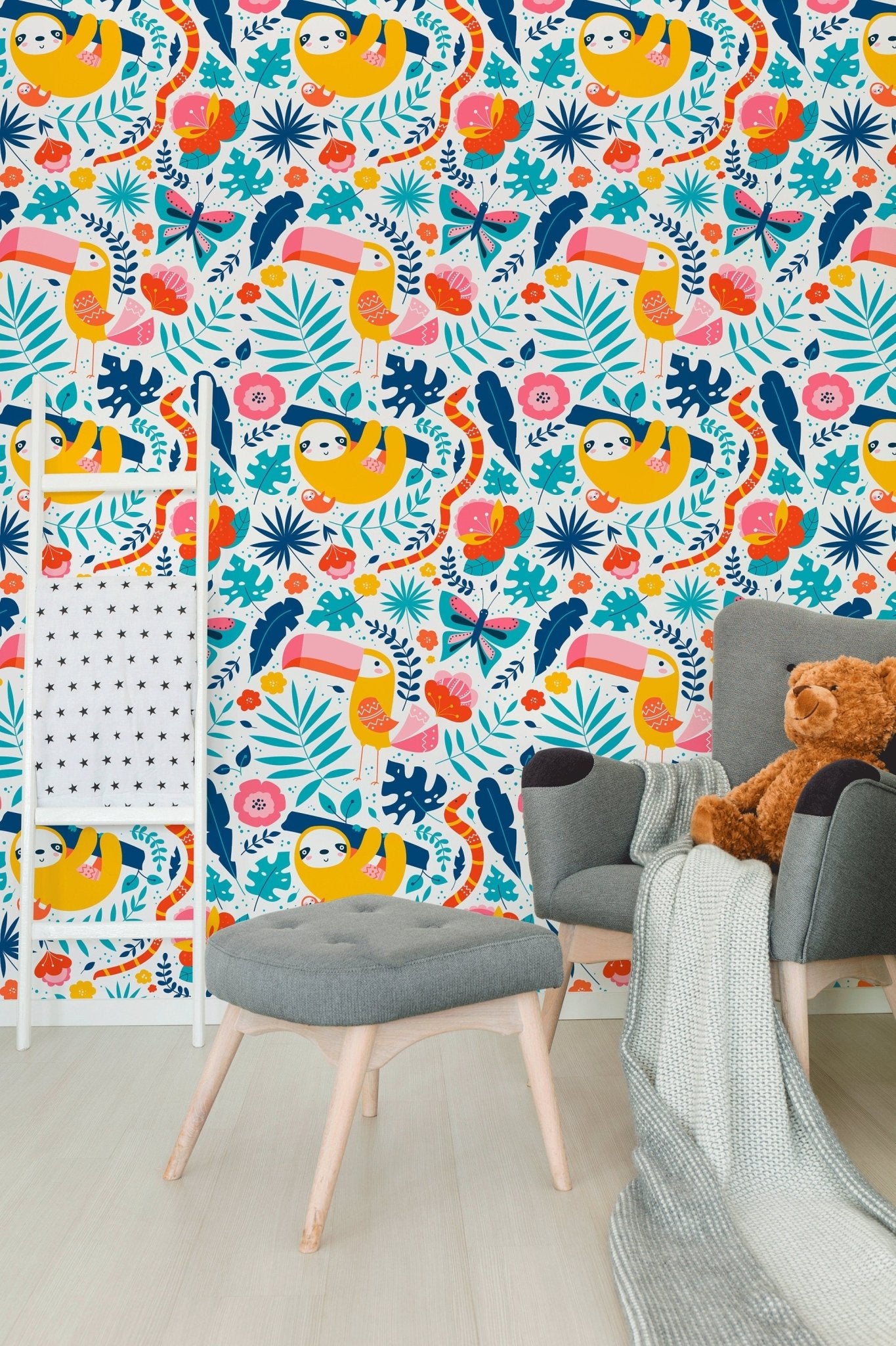 Tropical Fauna Paradise Wallpaper - B707 - WallTrend