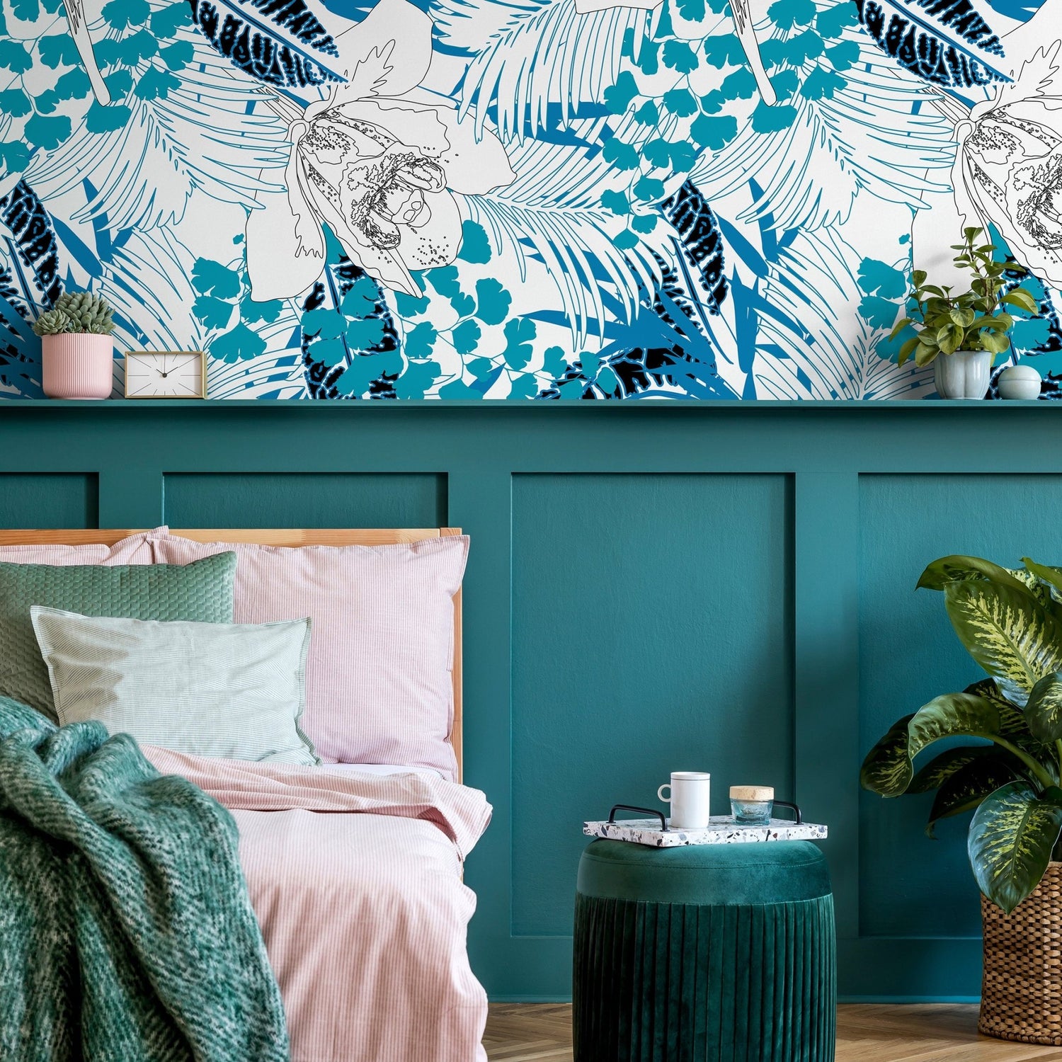 Tropical Flora Illustration Wallpaper - A937 - WallTrend
