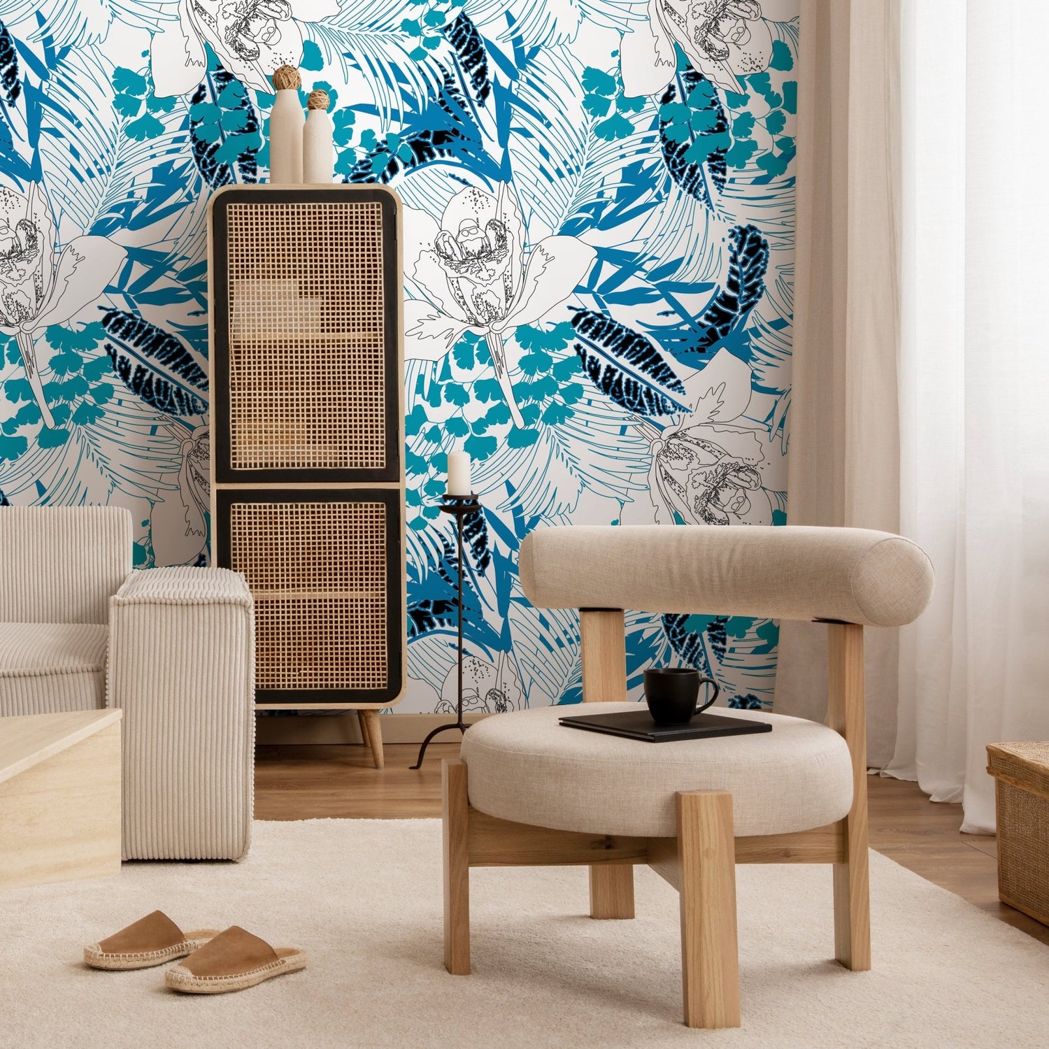 Tropical Flora Illustration Wallpaper - A937 - WallTrend