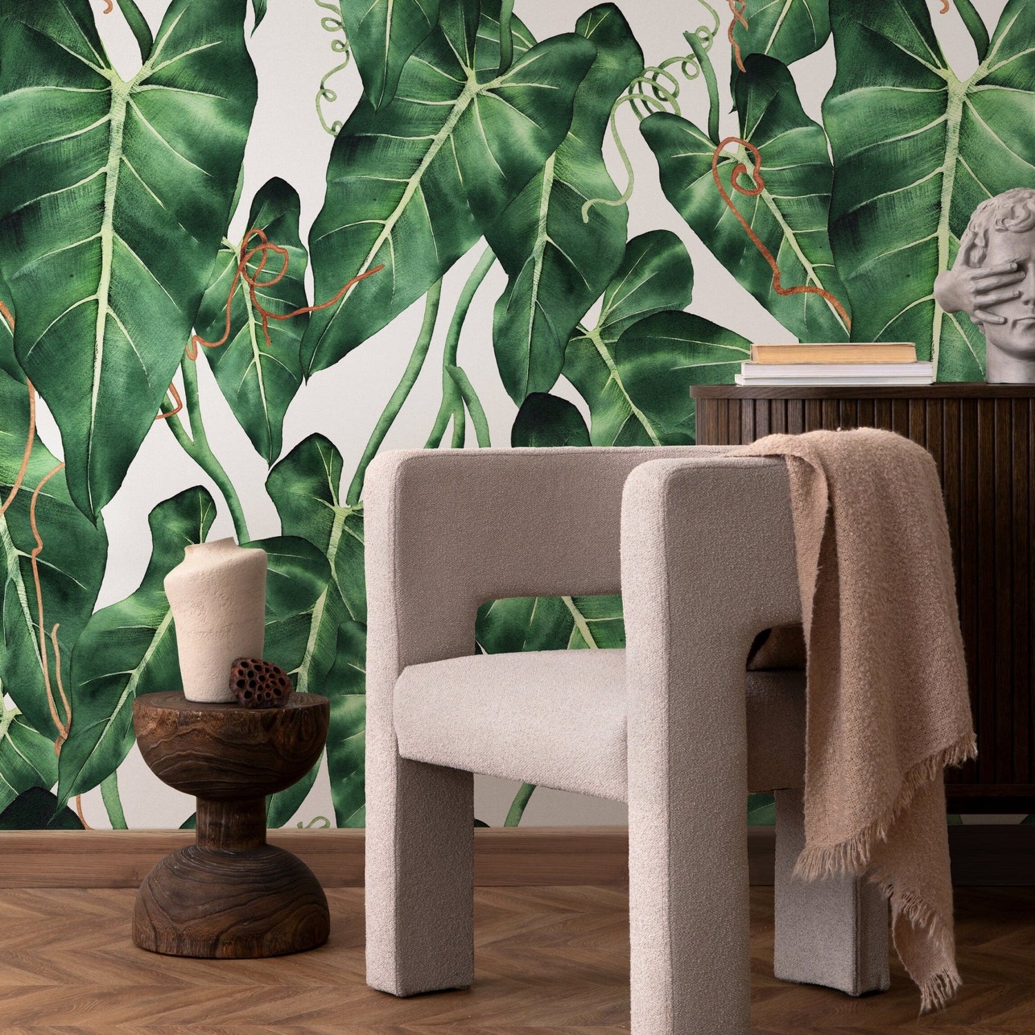 Tropical Green Leaves Wallpaper - A842 - WallTrend