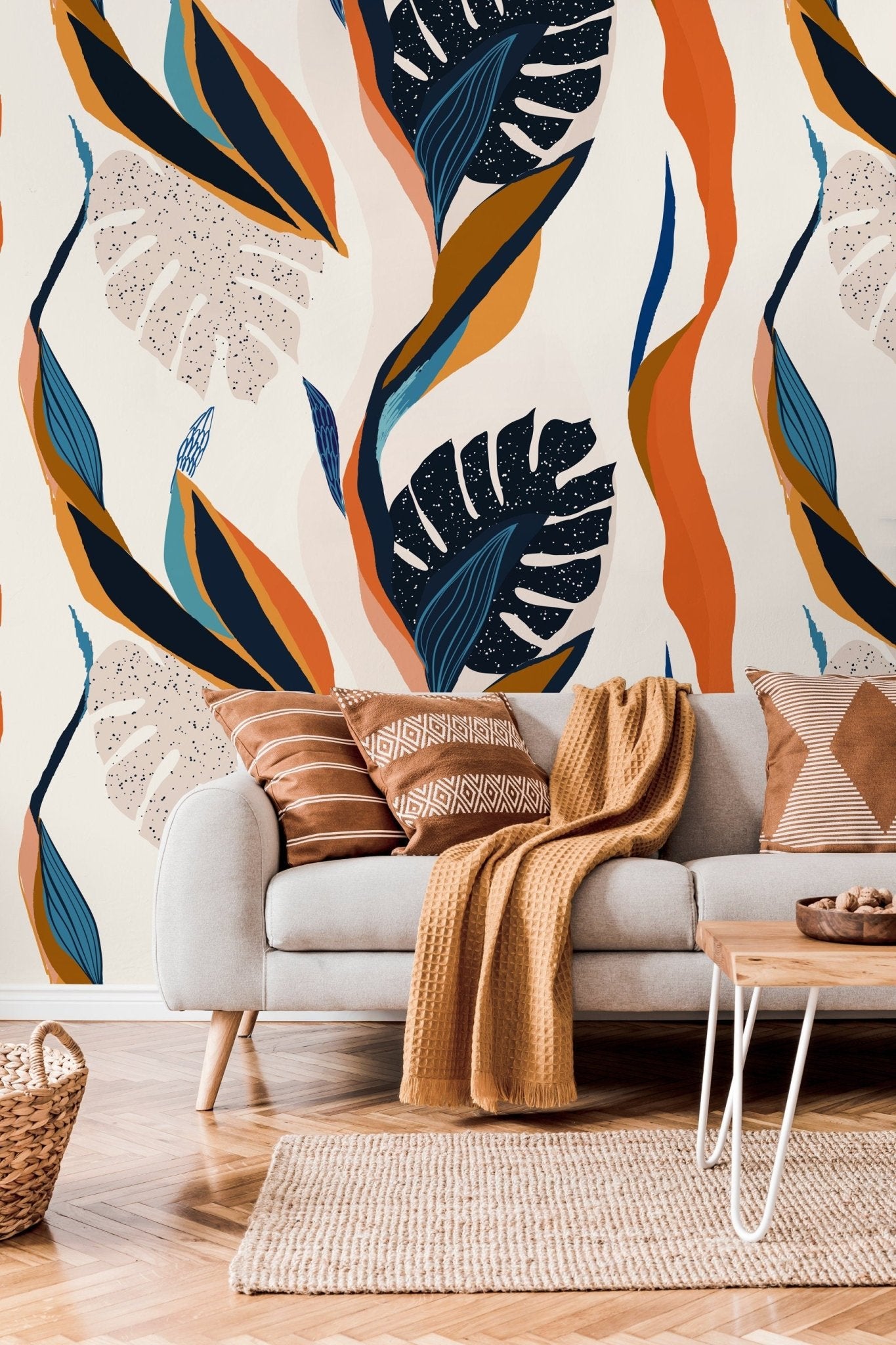Tropical Leaves Flow Wallpaper - C333 - WallTrend