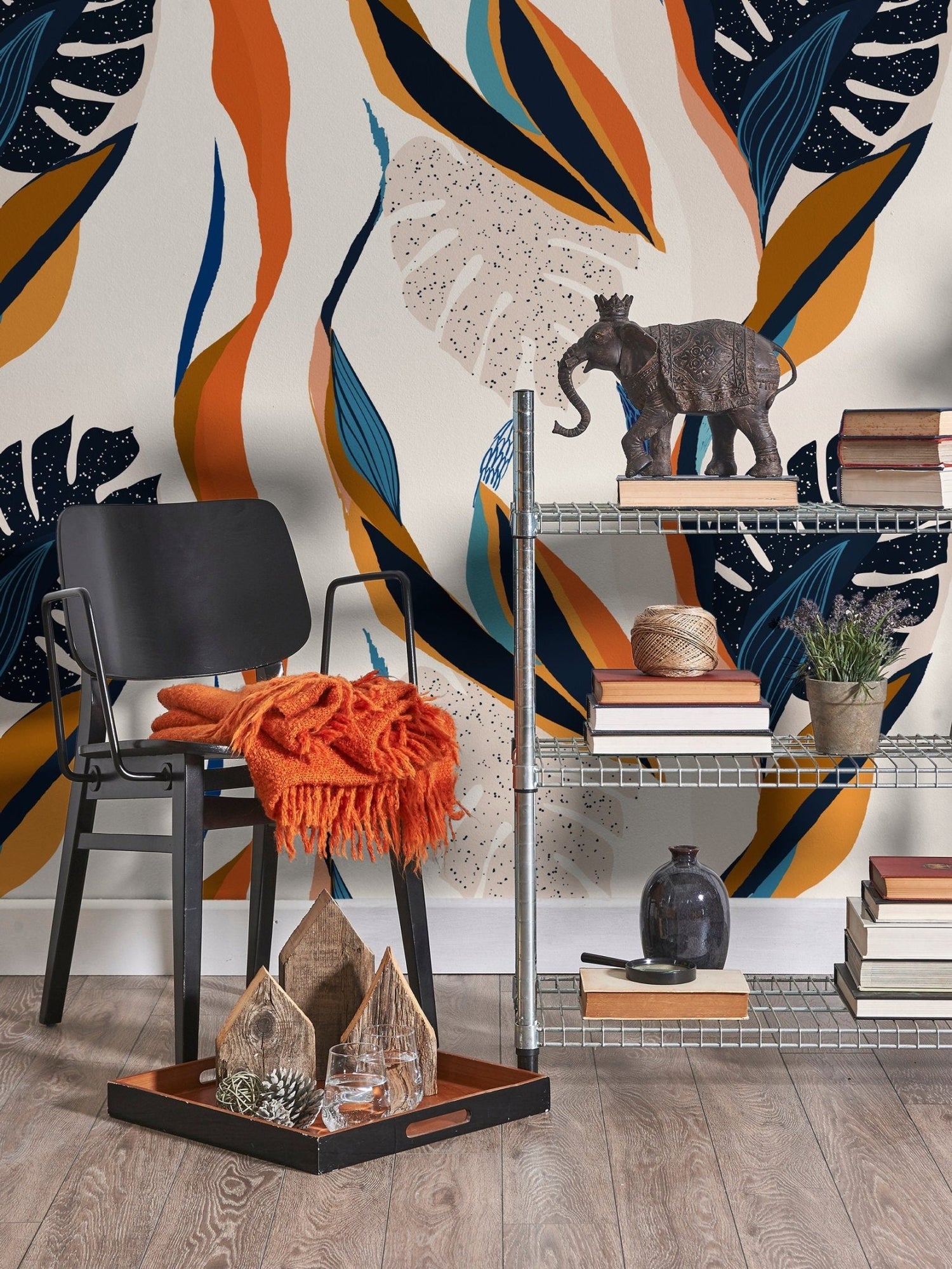 Tropical Leaves Flow Wallpaper - C333 - WallTrend