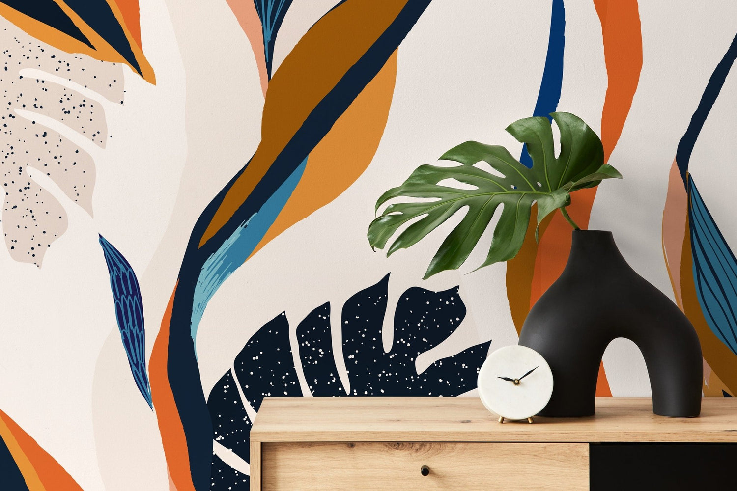Tropical Leaves Flow Wallpaper - C333 - WallTrend