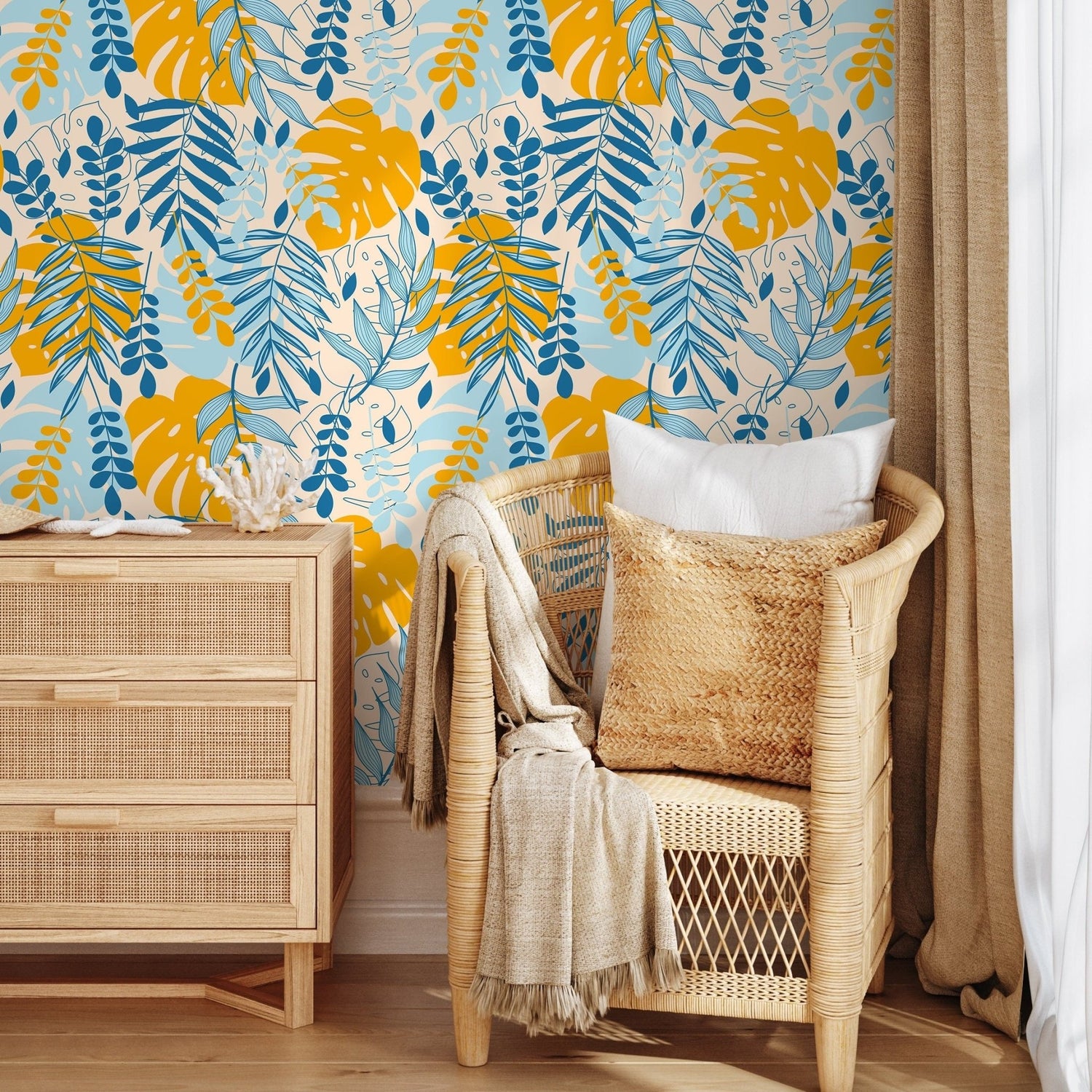 Tropical Leaves Wallpaper - A808 - WallTrend