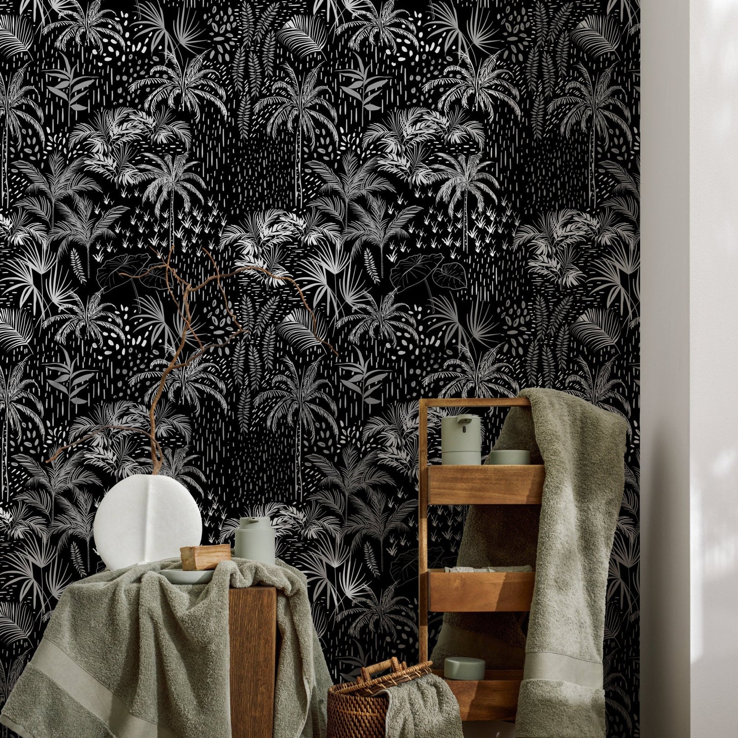 Tropical Midnight Jungle Wallpaper - A945 - WallTrend