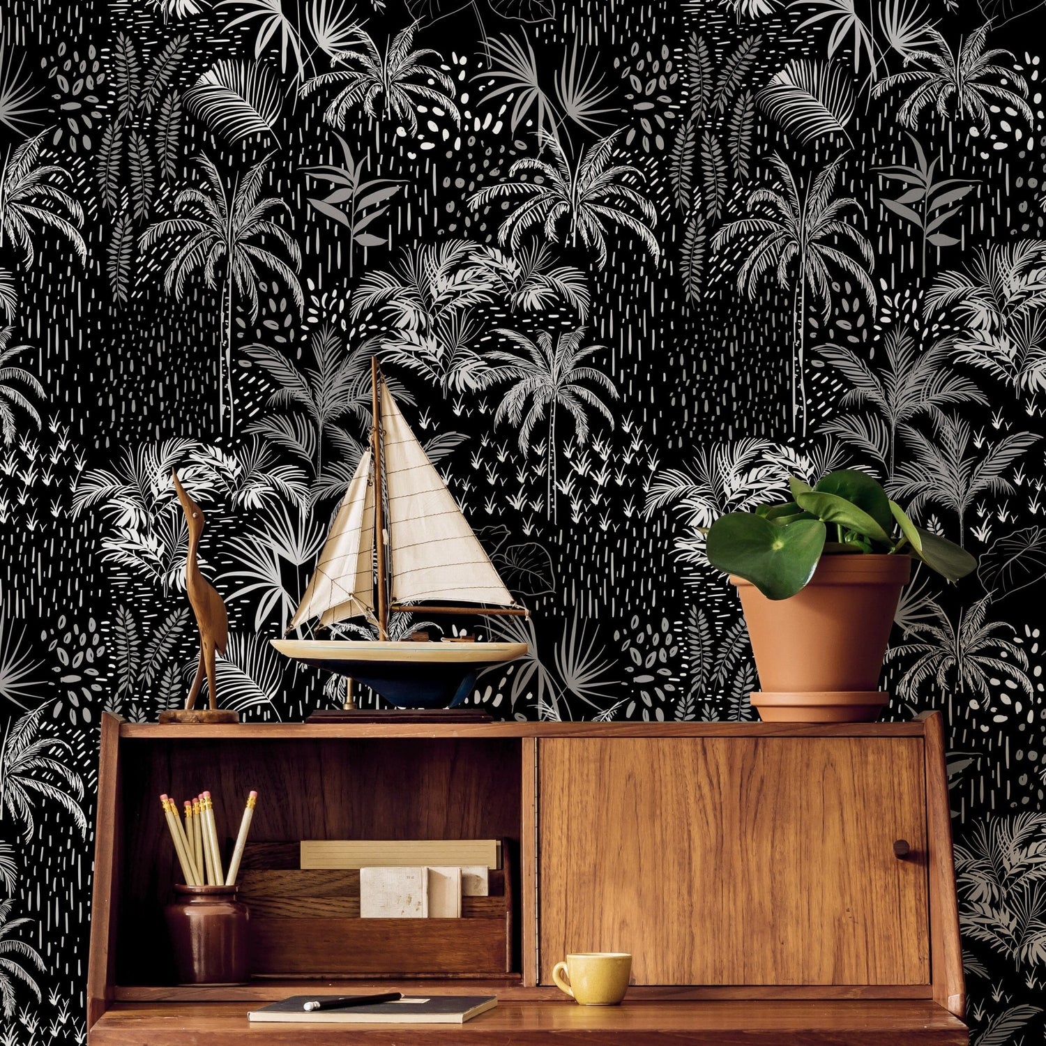 Tropical Midnight Jungle Wallpaper - A945 - WallTrend