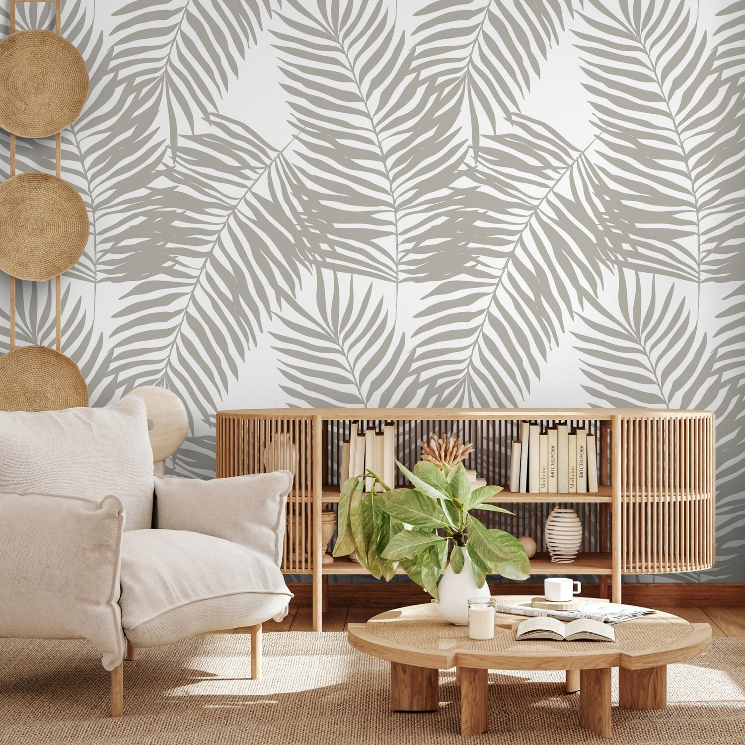 Tropical Palm Leaf Wallpaper - C364 - WallTrend