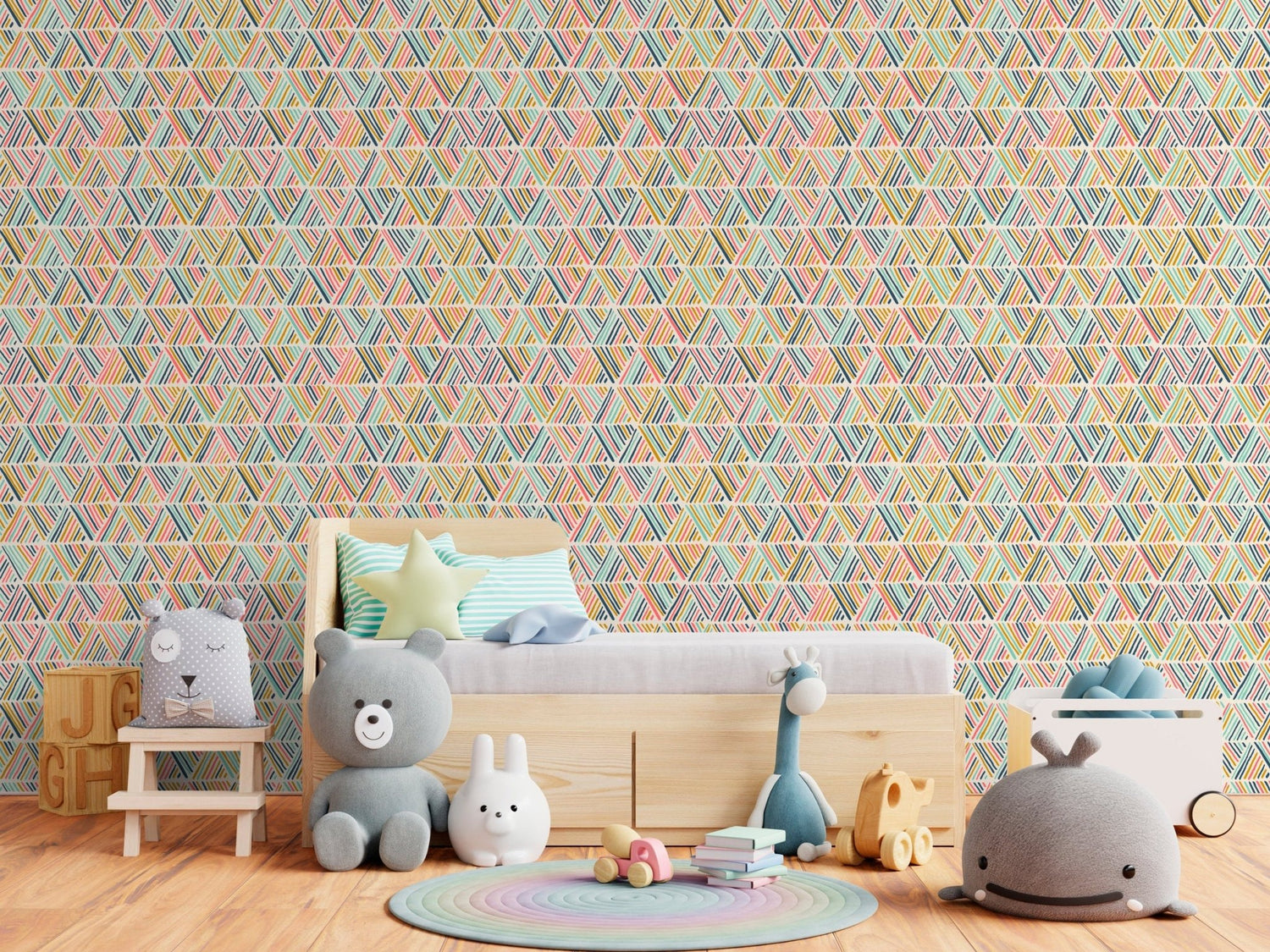 Vibrant Herringbone Wallpaper - B816 - WallTrend