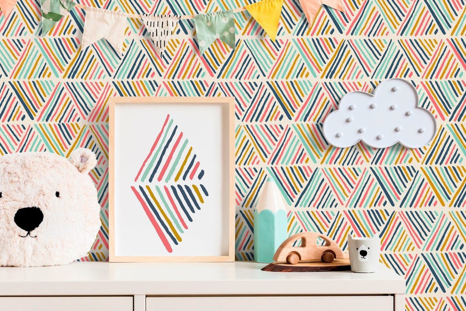 Vibrant Herringbone Wallpaper - B816 - WallTrend