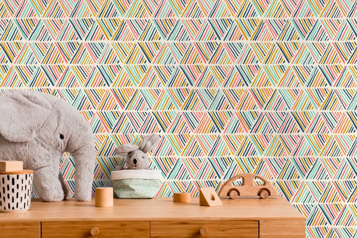 Vibrant Herringbone Wallpaper - B816 - WallTrend