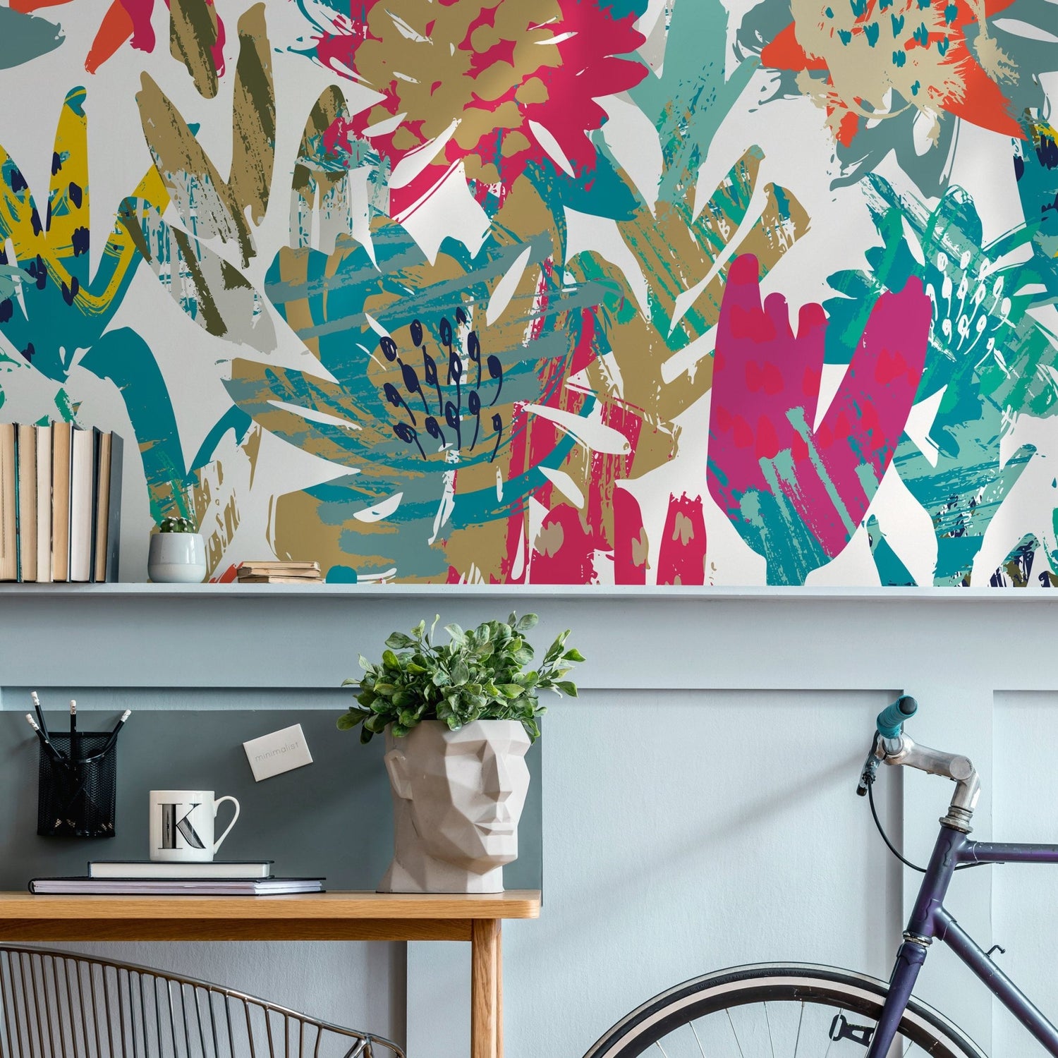 Wallpaper Peel and Stick Wallpaper Removable Wallpaper Home Decor Wall Art Wall Decor Room Decor / Colorful Floral Abstract Wallpaper - A717 - WallTrend