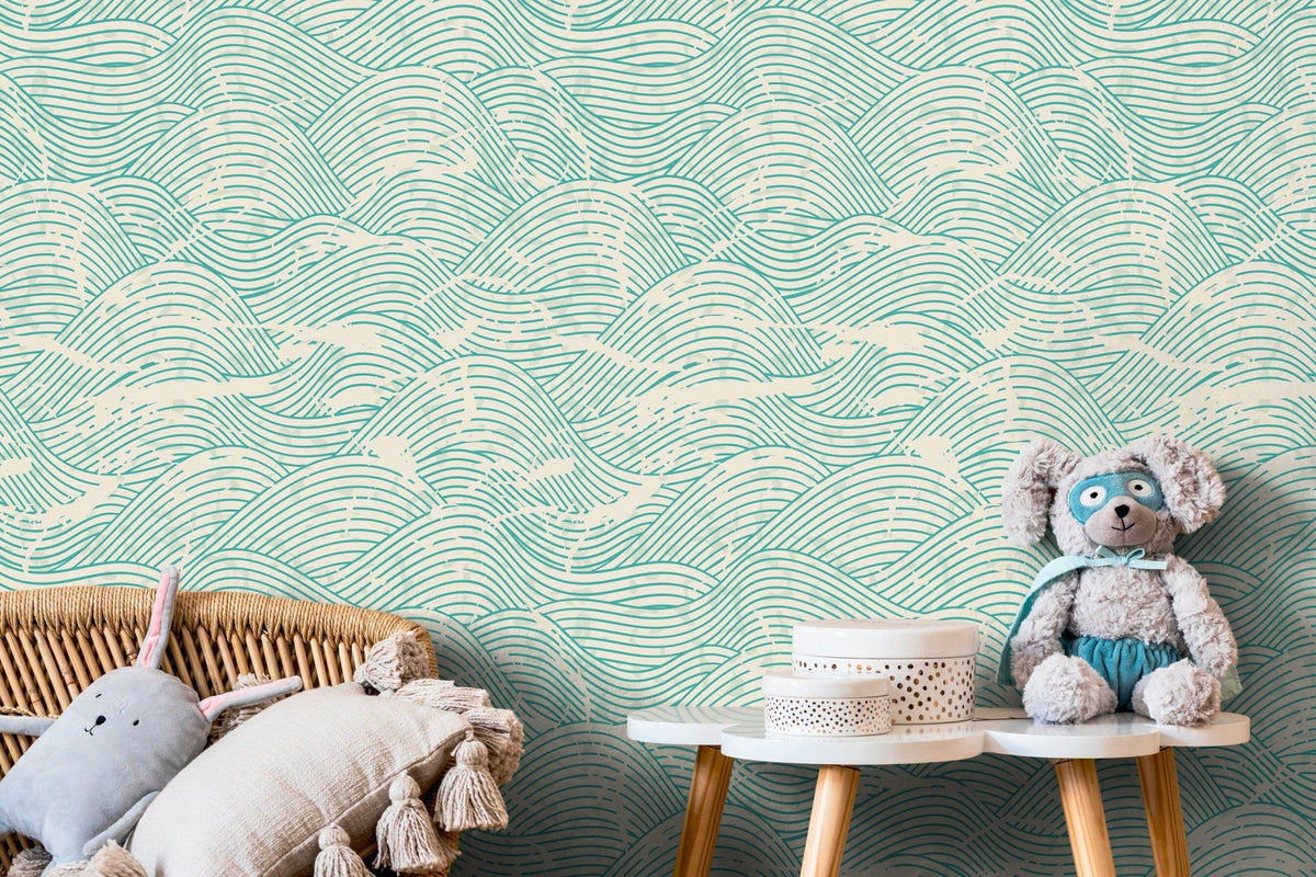 Abstract Aqua Lines Wallpaper - B935 - WallTrend