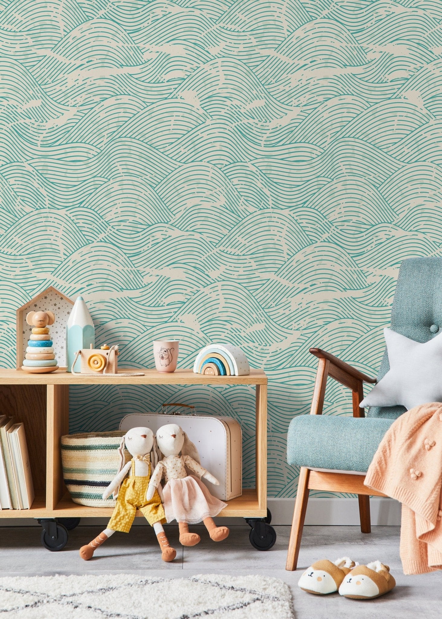 Abstract Aqua Lines Wallpaper - B935 - WallTrend