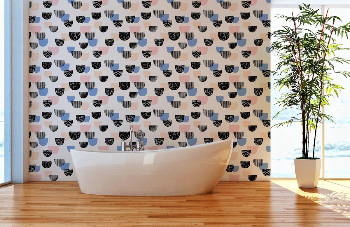 Abstract Arcs and Dots Wallpaper - B365 - WallTrend