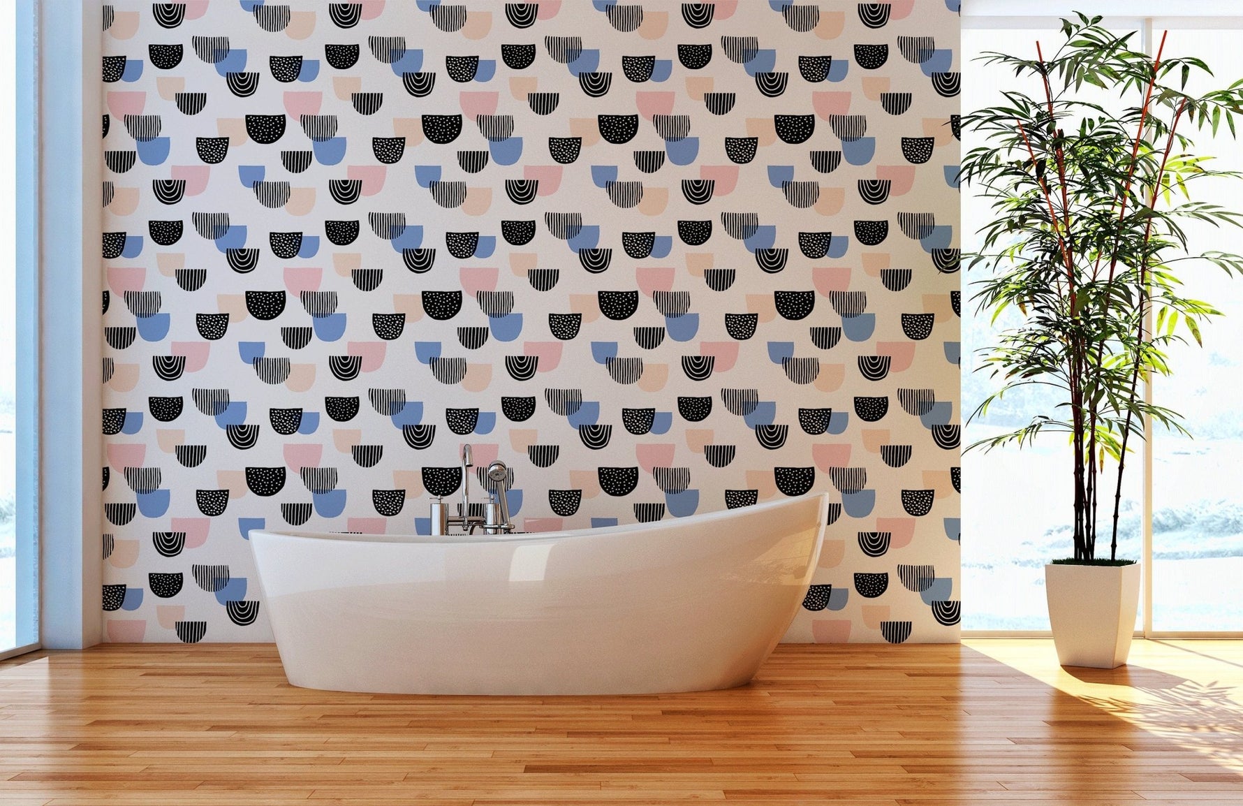 Abstract Arcs and Dots Wallpaper - B365 - WallTrend