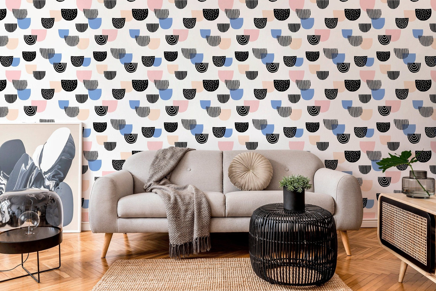 Abstract Arcs and Dots Wallpaper - B365 - WallTrend