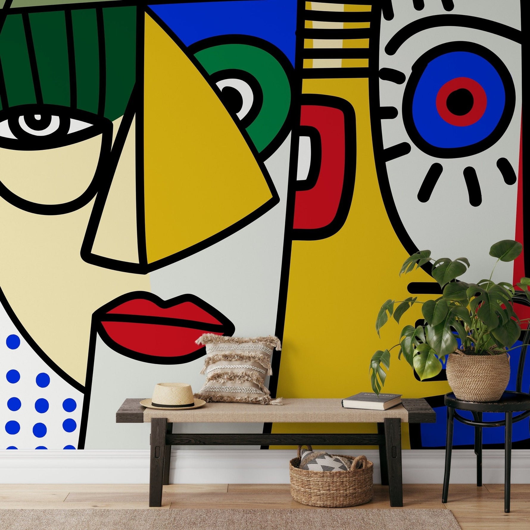 Abstract Art Faces Wallpaper - D568 - WallTrend