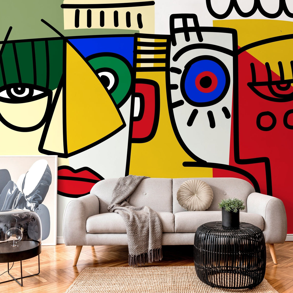 Abstract Art Faces Wallpaper - D568 - WallTrend