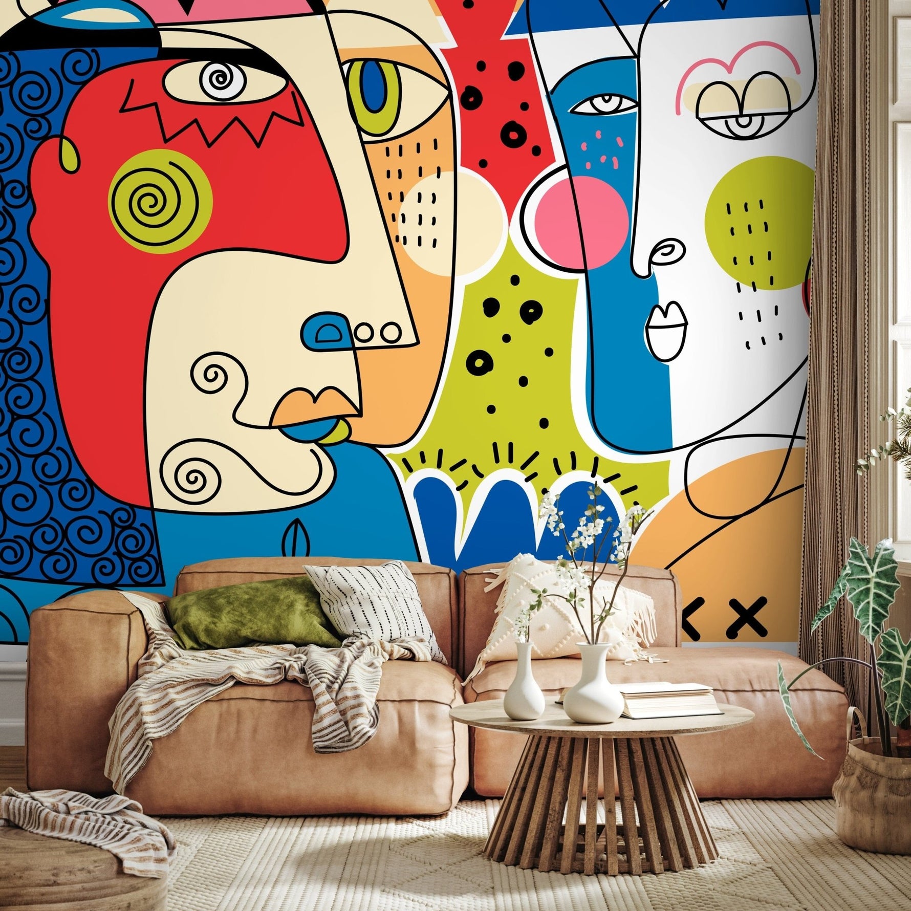 Abstract Art Faces Wallpaper - D585 - WallTrend