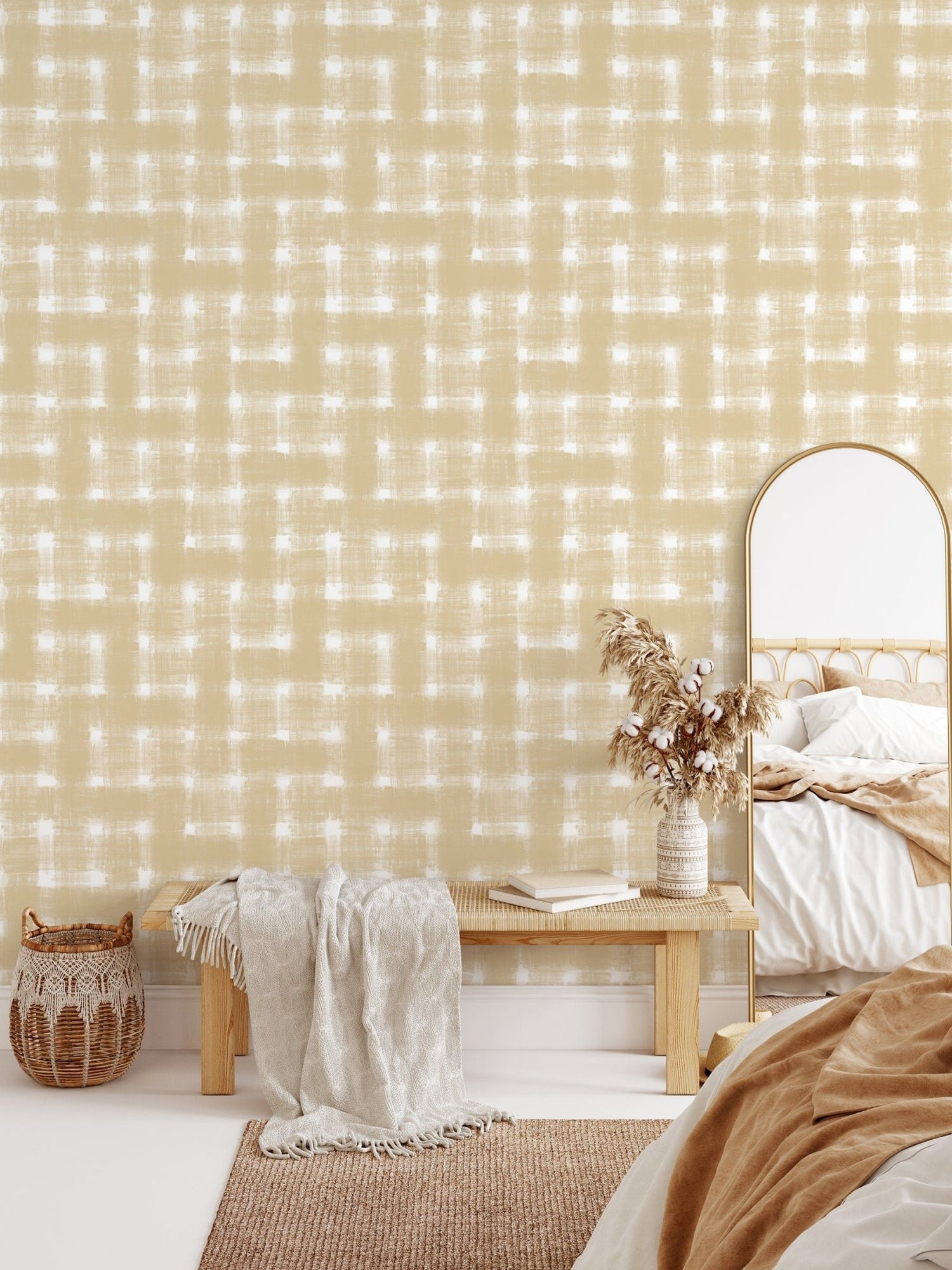 Abstract Beige Brushstrokes Wallpaper - C977 - WallTrend