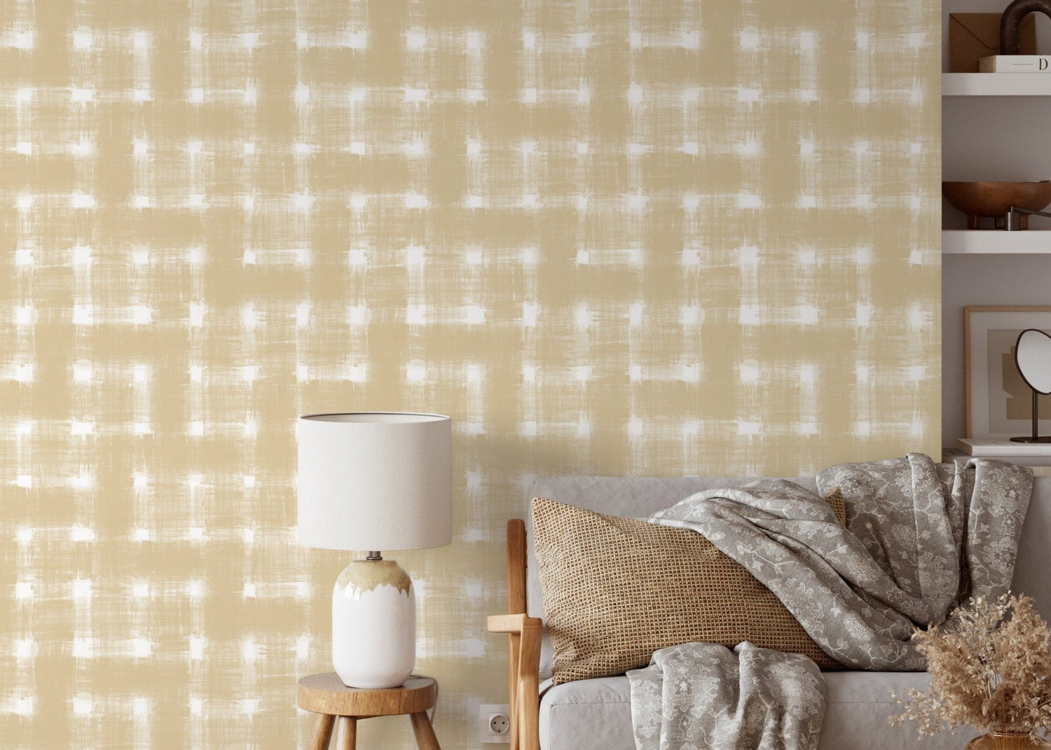 Abstract Beige Brushstrokes Wallpaper - C977 - WallTrend