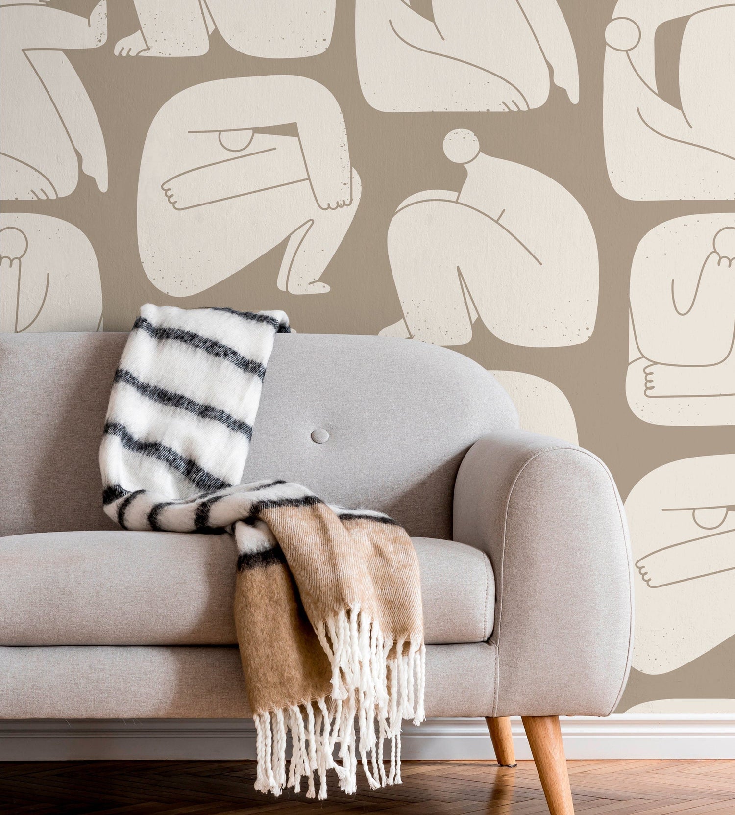 Abstract Beige Human Figures Wallpaper - C242 - WallTrend