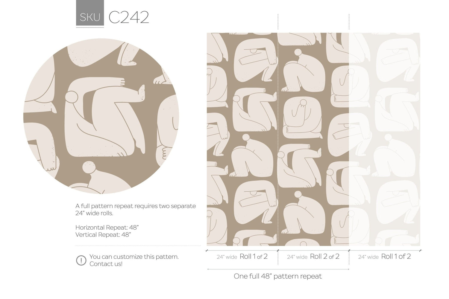 Abstract Beige Human Figures Wallpaper - C242 - WallTrend