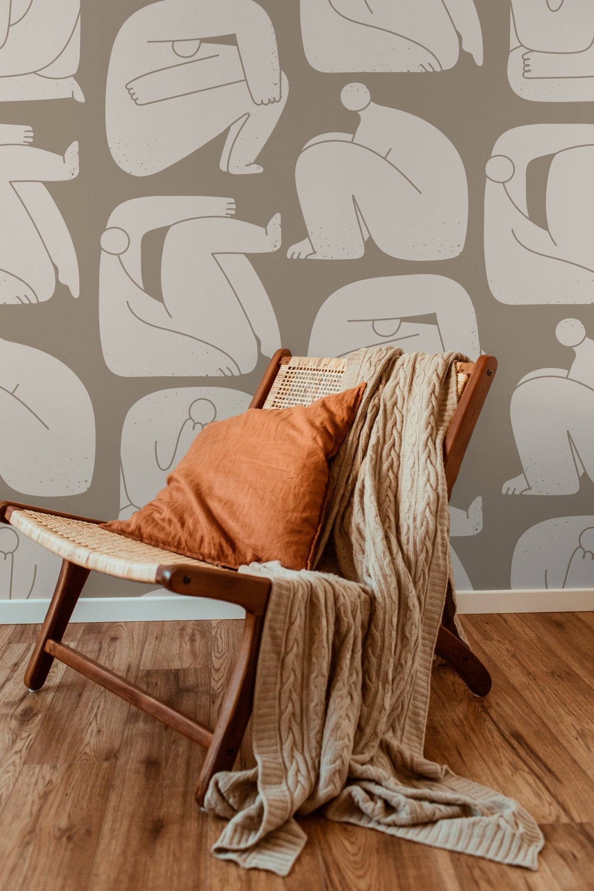 Abstract Beige Human Figures Wallpaper - C242 - WallTrend